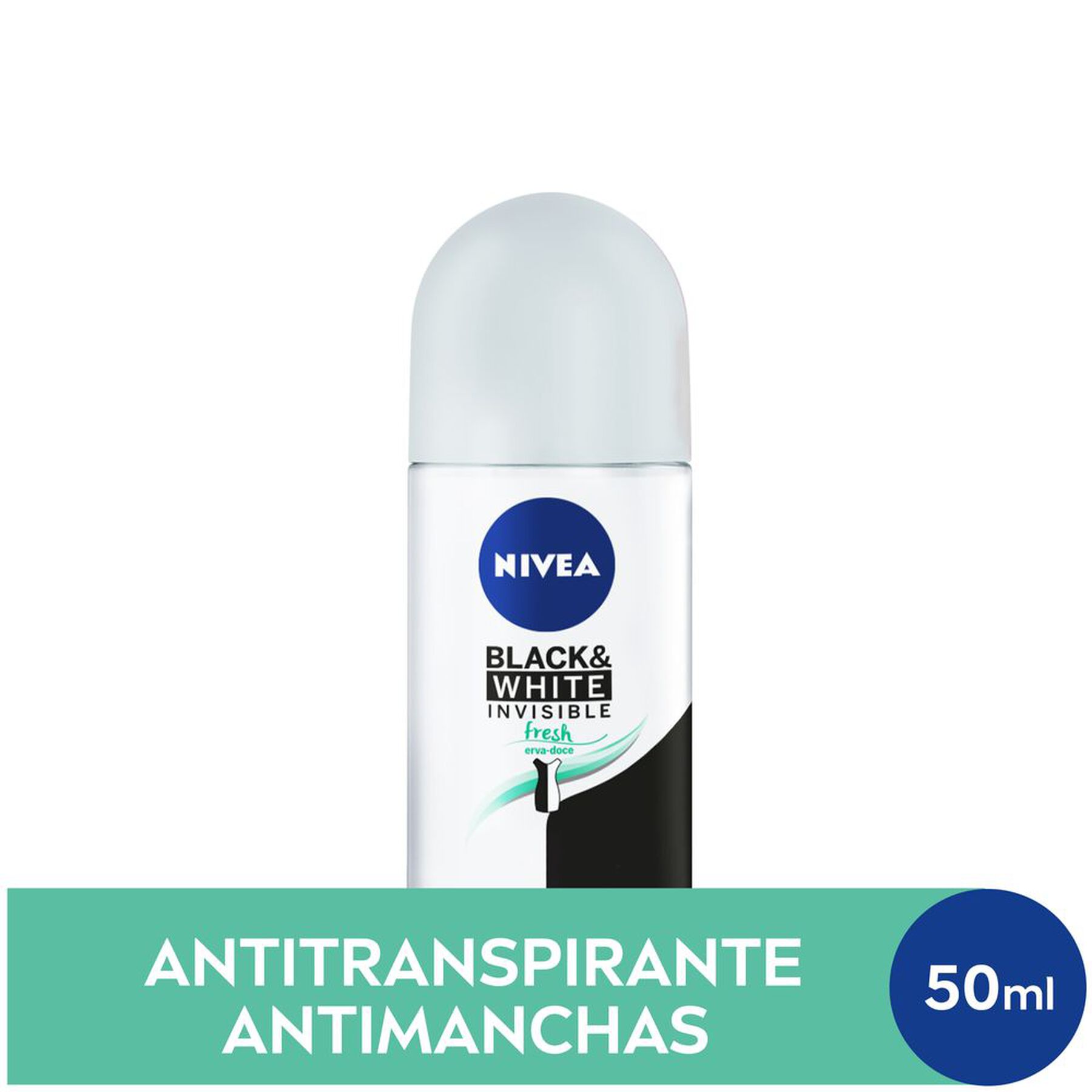 Antitranspirante Roll-On Erva-Doce Nivea Invisible for Black & White Fresh 50ml