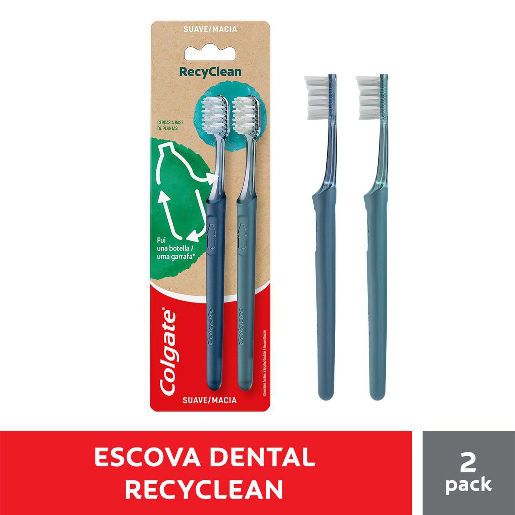 Escova Dental Macia Recyclean Colgate C/2 Unidades
