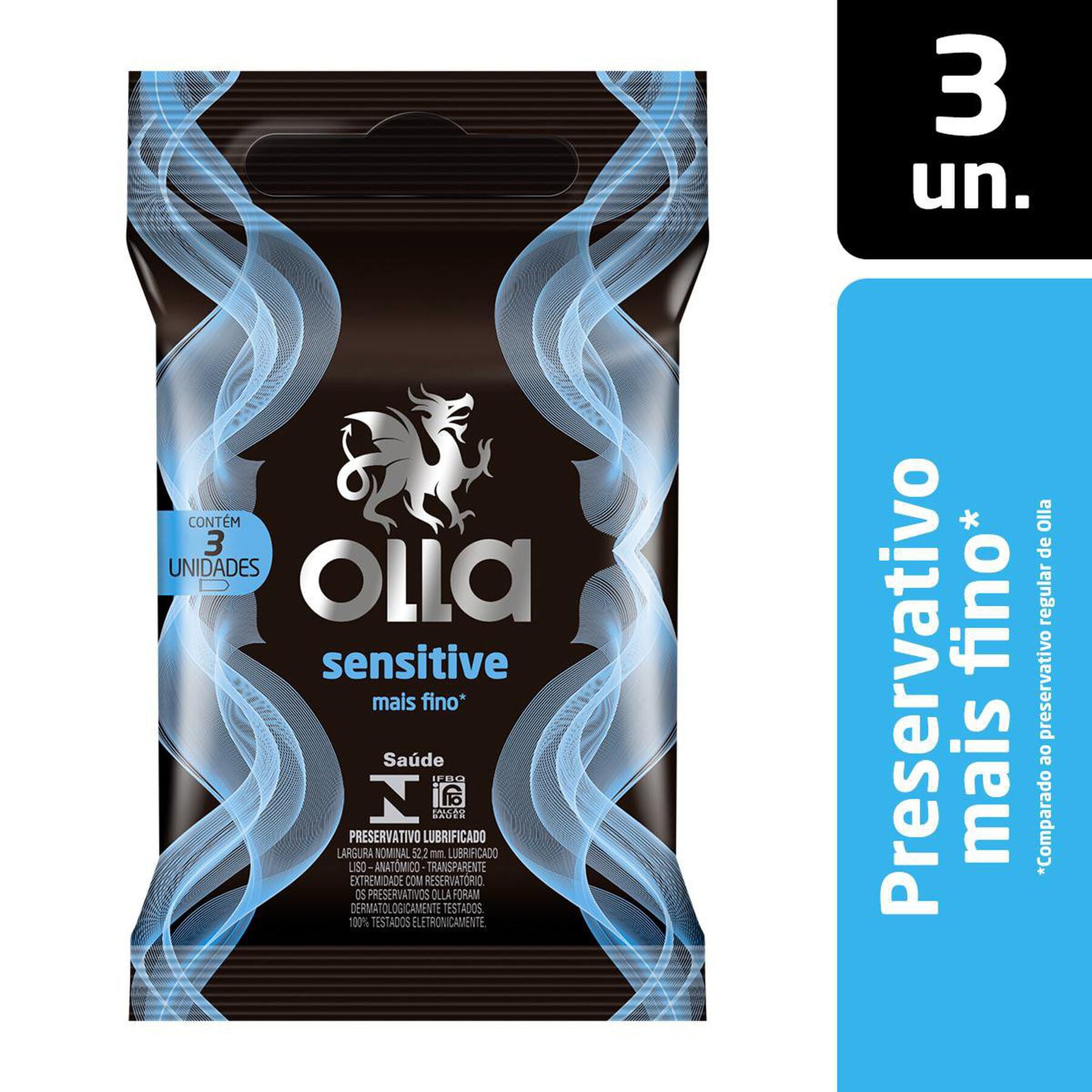 Preservativo Lubrificado Olla Sensitive Com 3
