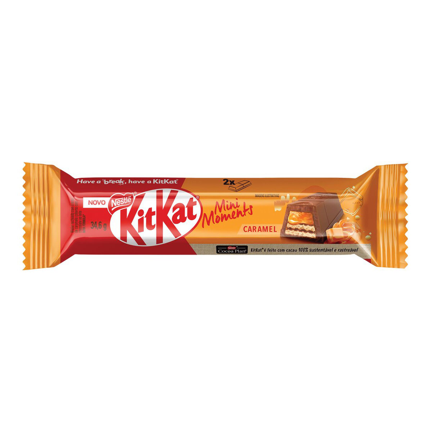 Chocolate Wafer Caramel Mini Moments KitKat Nestlé Pacote 34,6g