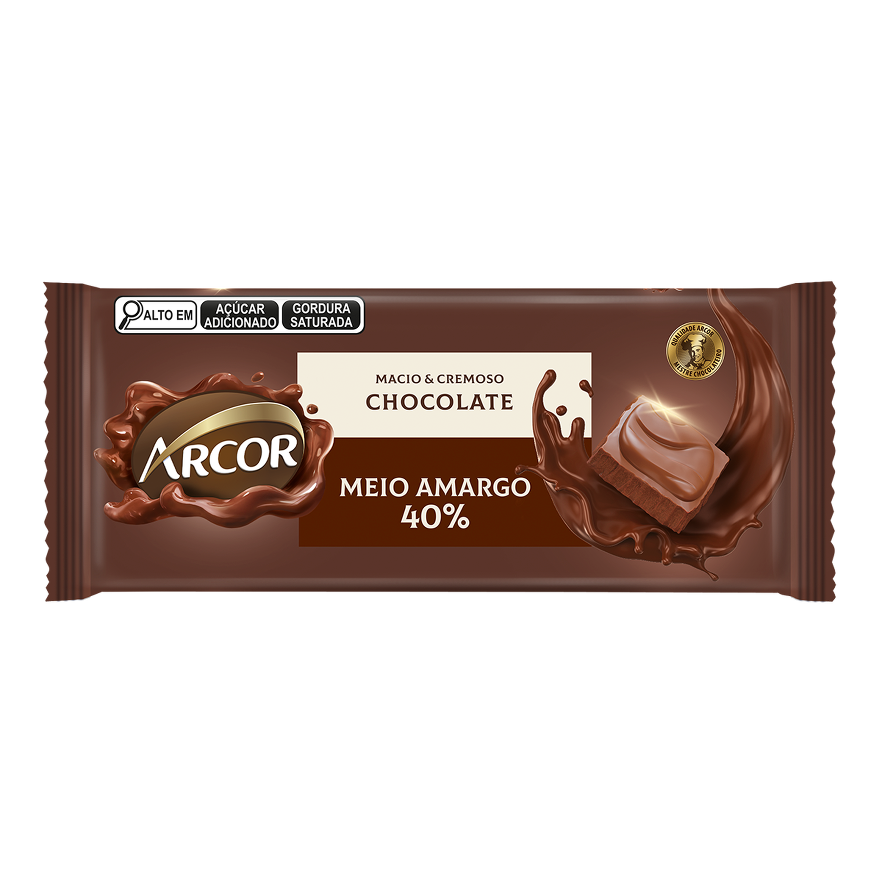 Barra de Chocolate Meio Amargo 40% Cacau Arcor Pacote 80g
