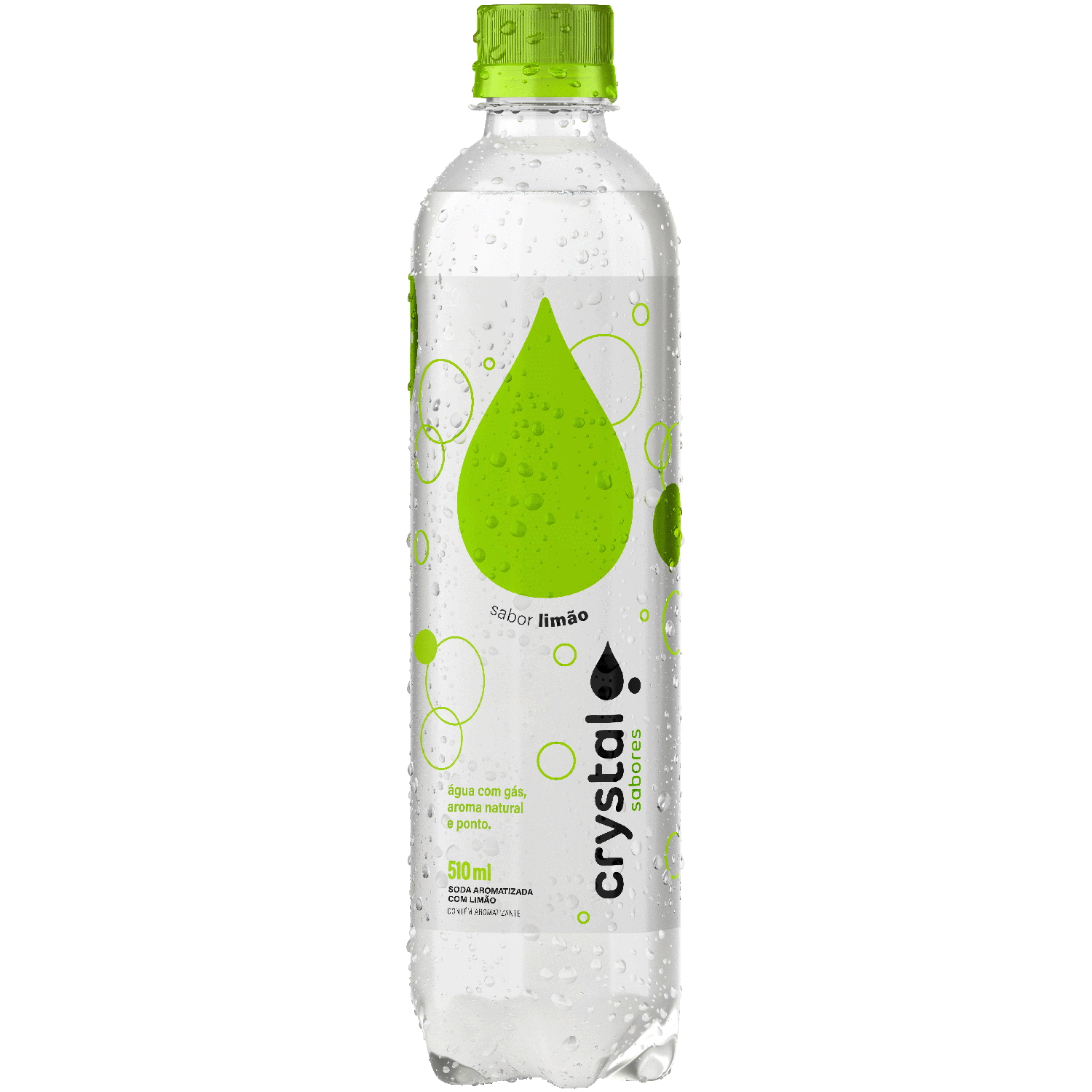 &Aacute;gua Aromatizada com G&aacute;s Lim&atilde;o Crystal Sabores Garrafa 510ml