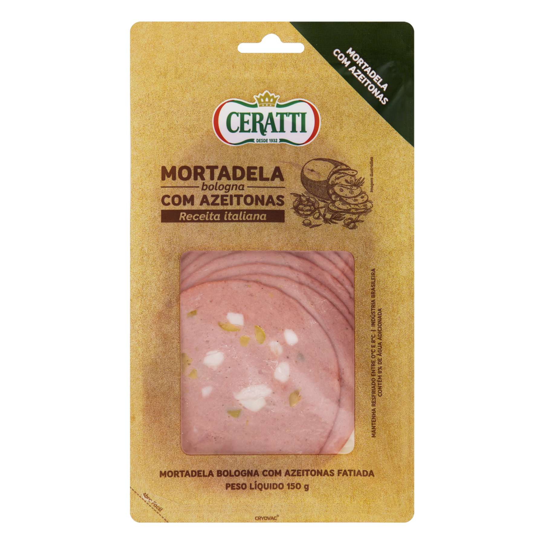 Mortadela Bologna com Azeitona Fatiada Ceratti 150g