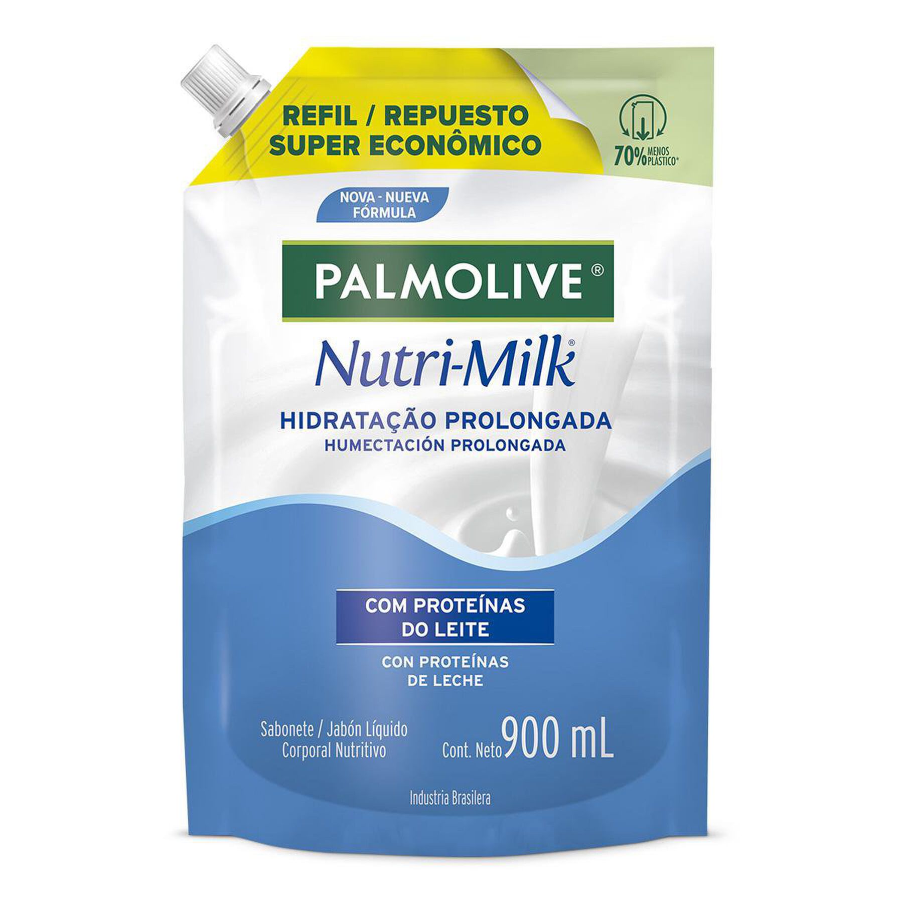 Sabonete L&iacute;quido Hidrata&ccedil;&atilde;o Prolongada Nutri-Milk Palmolive Sach&ecirc; 900ml Refil - Embalagem Refil Super Econ&ocirc;mico