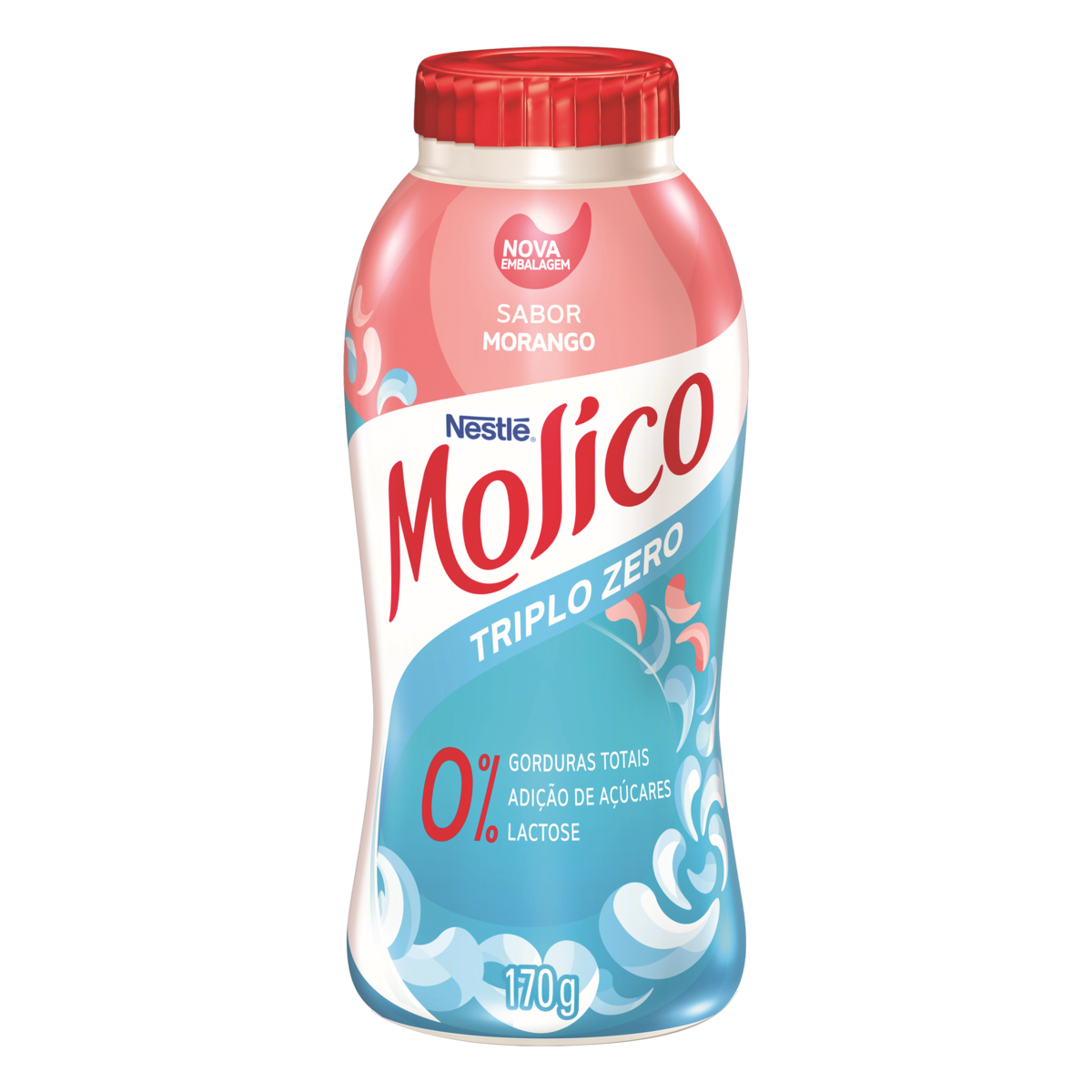Iogurte Desnatado Morango Zero Lactose Molico Nestl&eacute; Frasco 170g