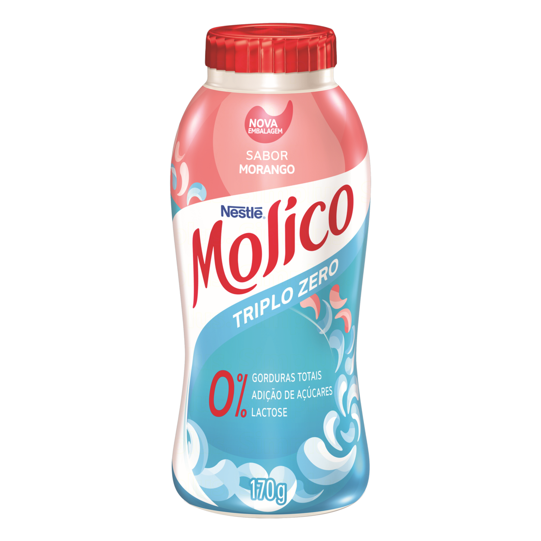 Iogurte Desnatado Morango Zero Lactose Molico Nestlé Frasco 170g