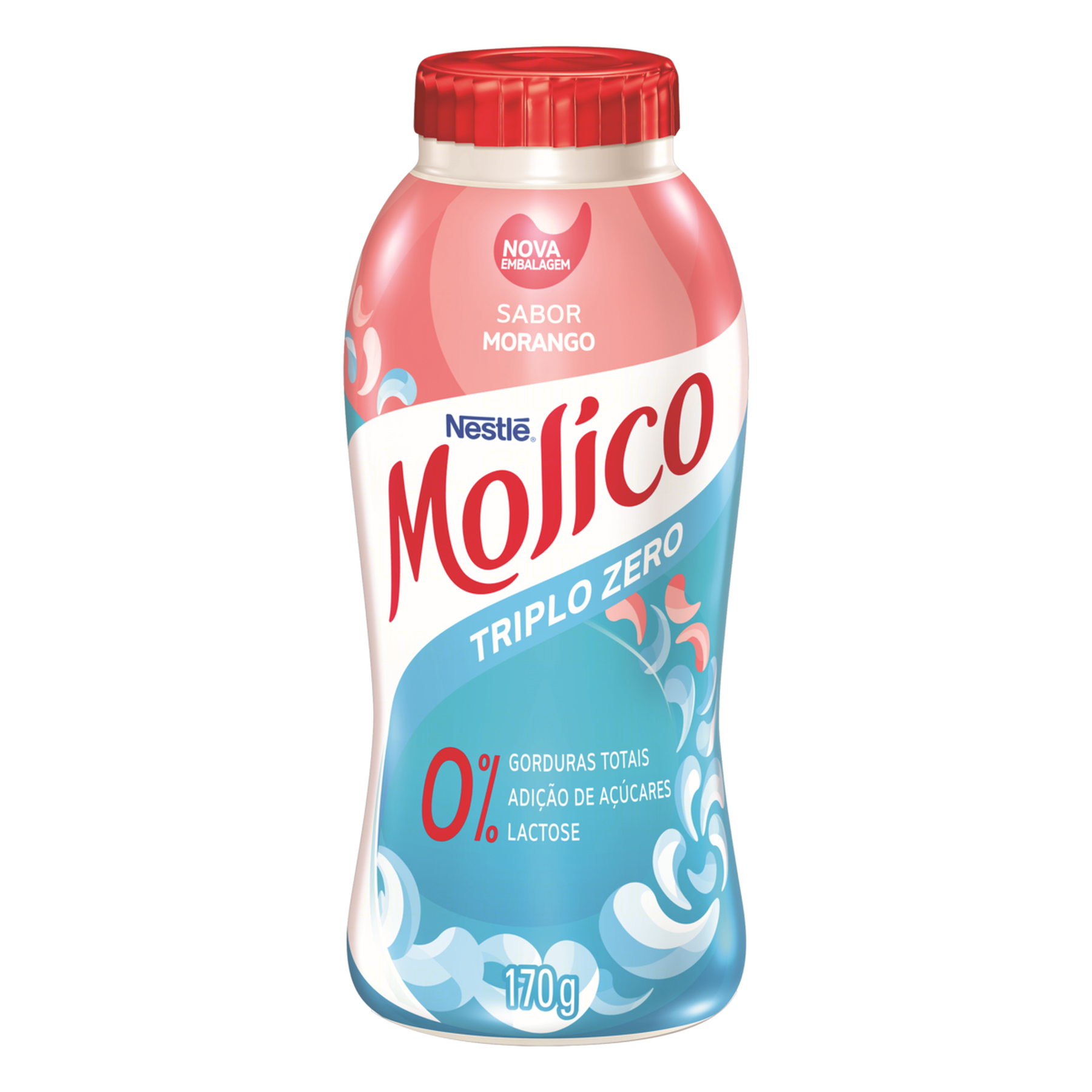 Iogurte Desnatado Morango Zero Lactose Molico Nestlé Frasco 170g