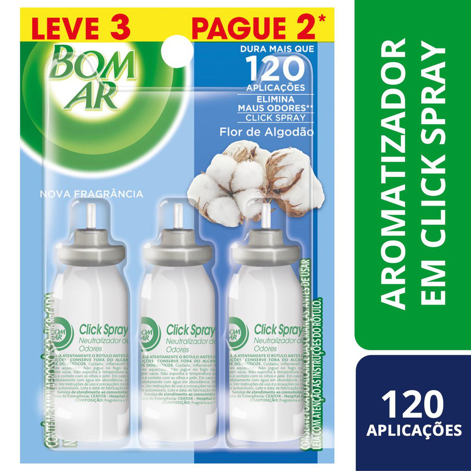 Odorizador de Ambiente Cheirinho de Limpeza Click Spray Bom Ar Air Wick Blister C/3 Unidades 12ml Cada