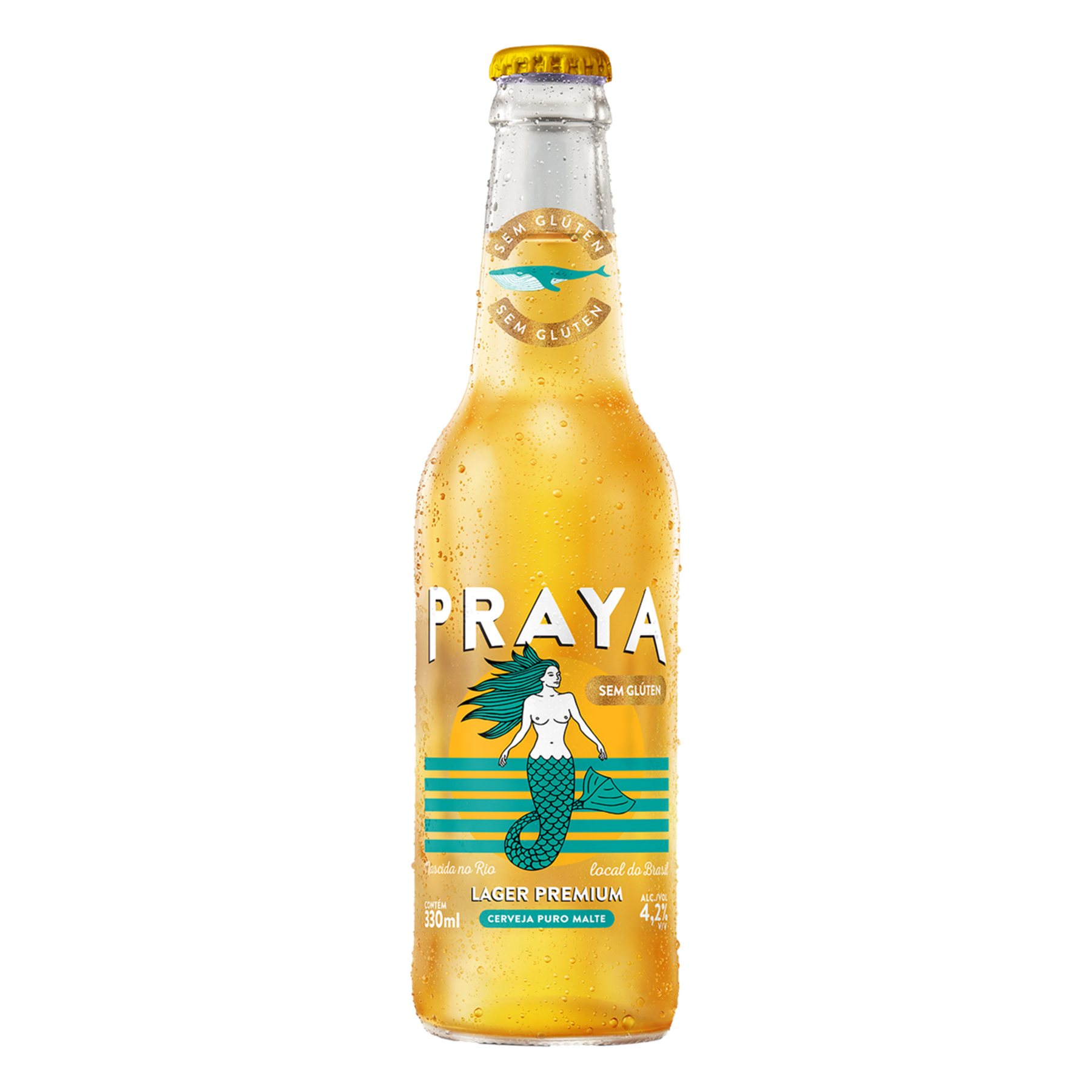 Cerveja Lager Puro Malte sem Gl&uacute;ten Praya Garrafa 330ml