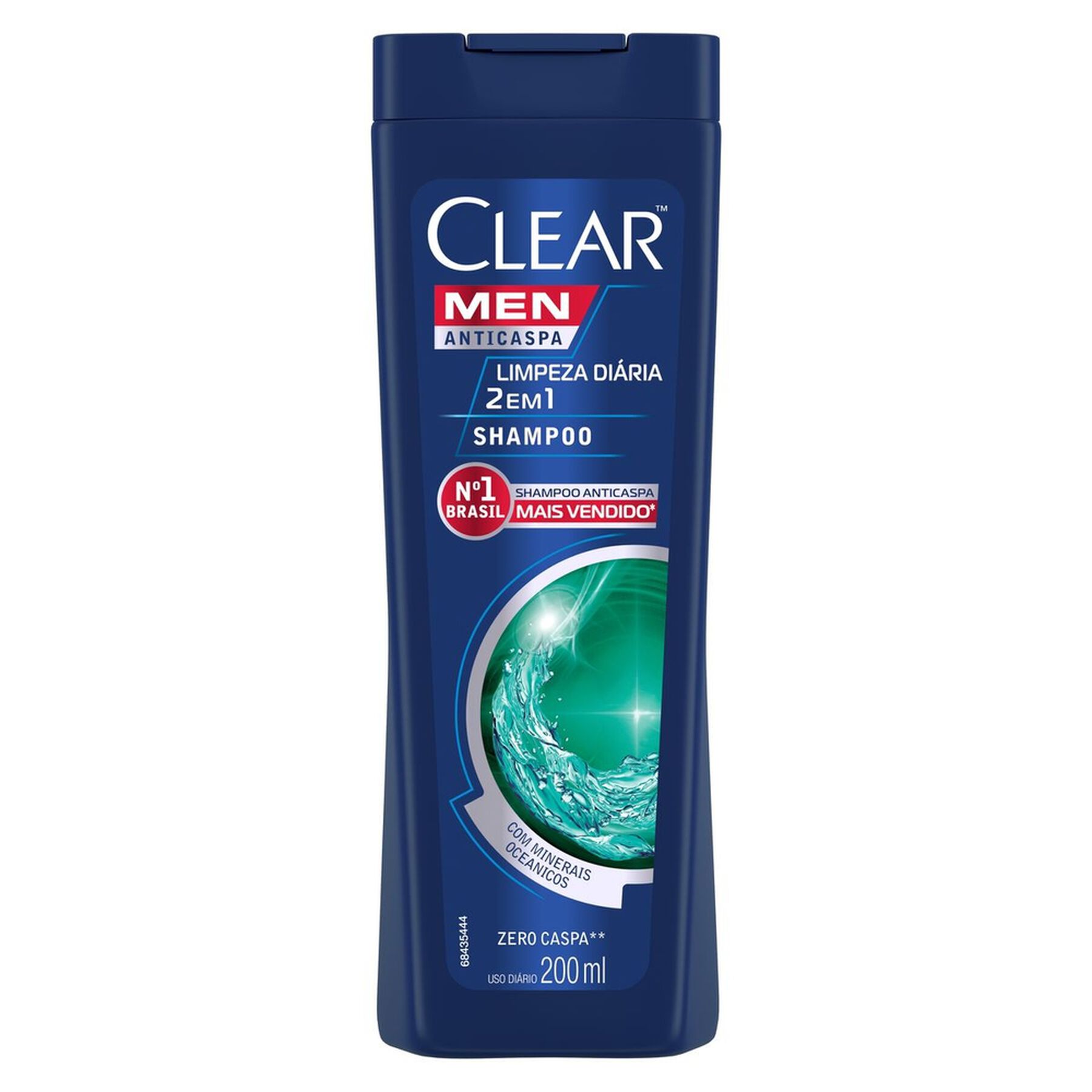 Shampoo 2 em 1 Anticaspa Clear Men Limpeza Diária  Frasco 200ml
