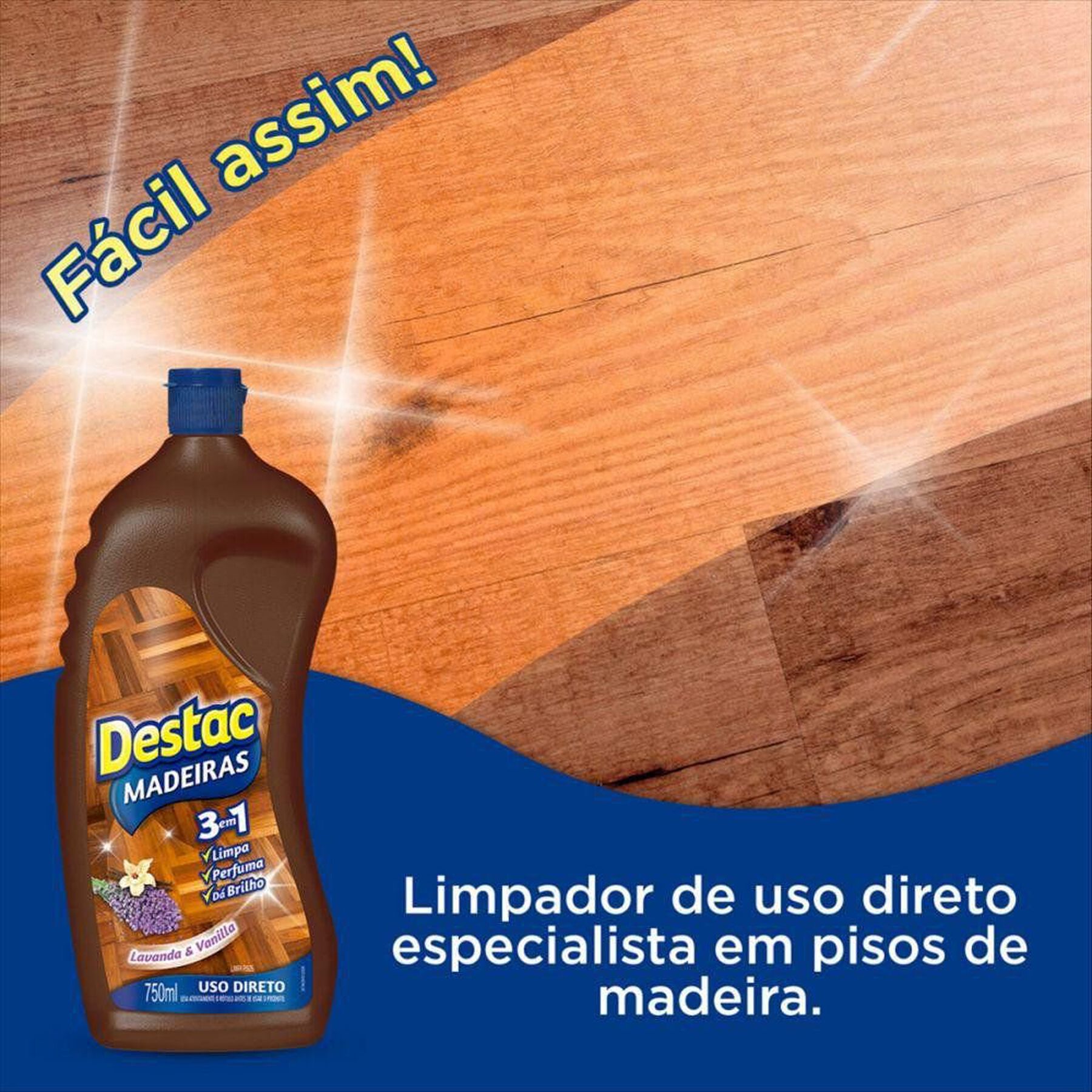 Limpador para Pisos de Madeira Lavanda & Vanilla Destac Squeeze 750ml&nbsp;