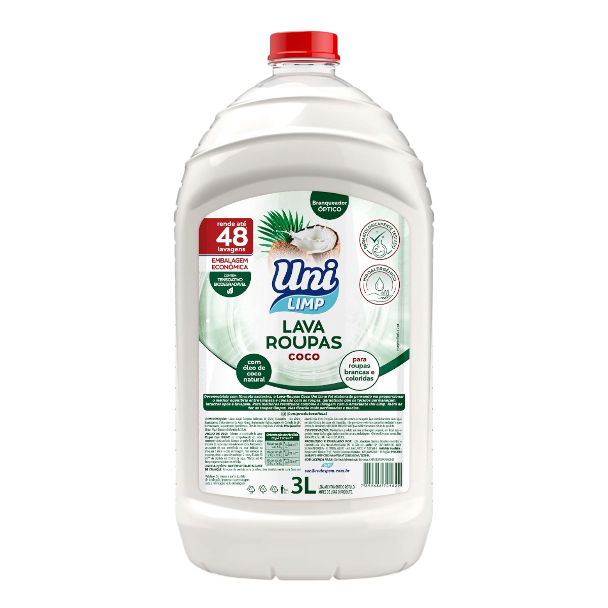 Lava Roupas L&iacute;quido Coco Uni Limp 3l