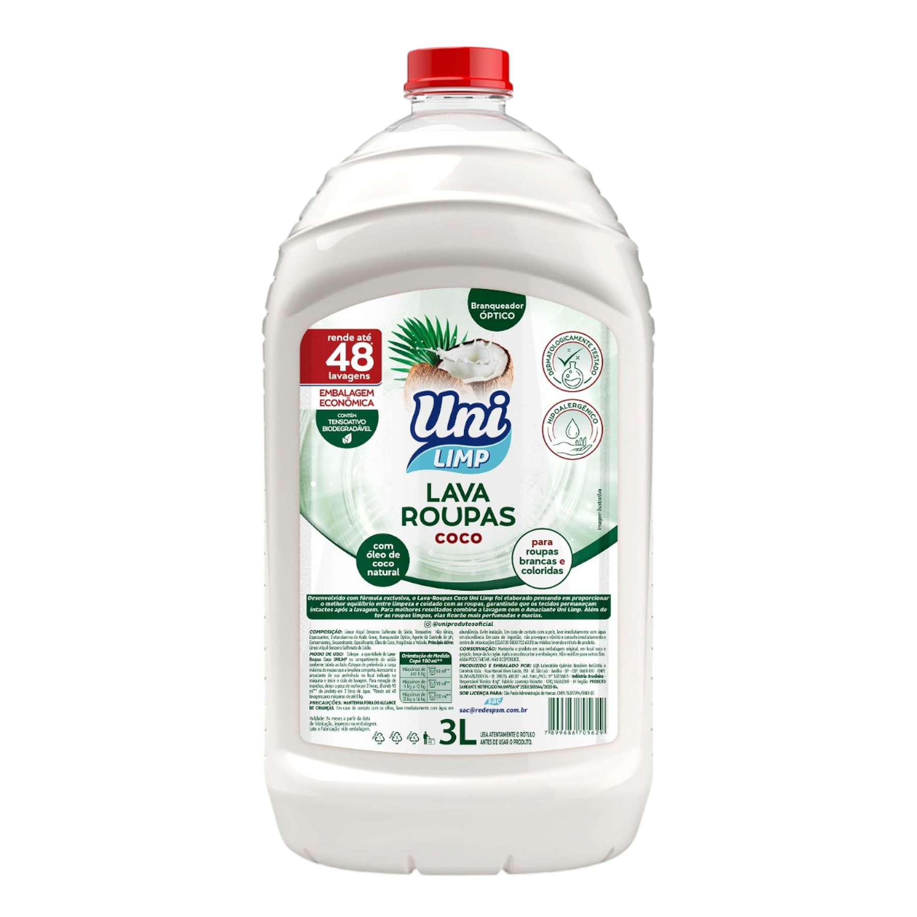 Lava Roupas Líquido Coco Uni Limp 3l