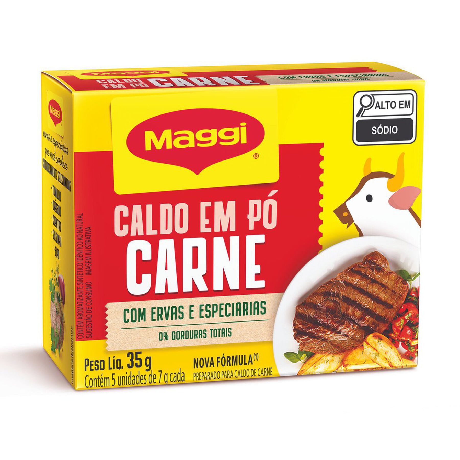 Caldo em P&oacute; Carne Maggi Caixa 35g 5 Unidades&nbsp;