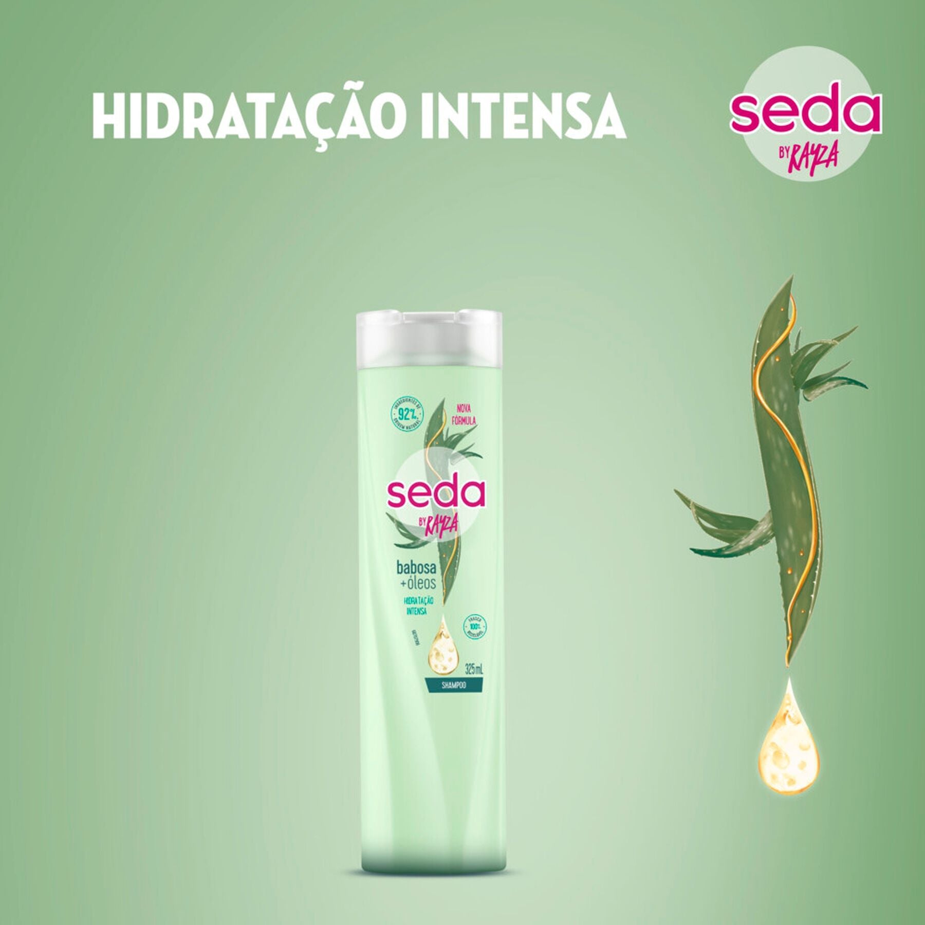 Shampoo Babosa e &Oacute;leos by Rayza Seda Frasco 325ml