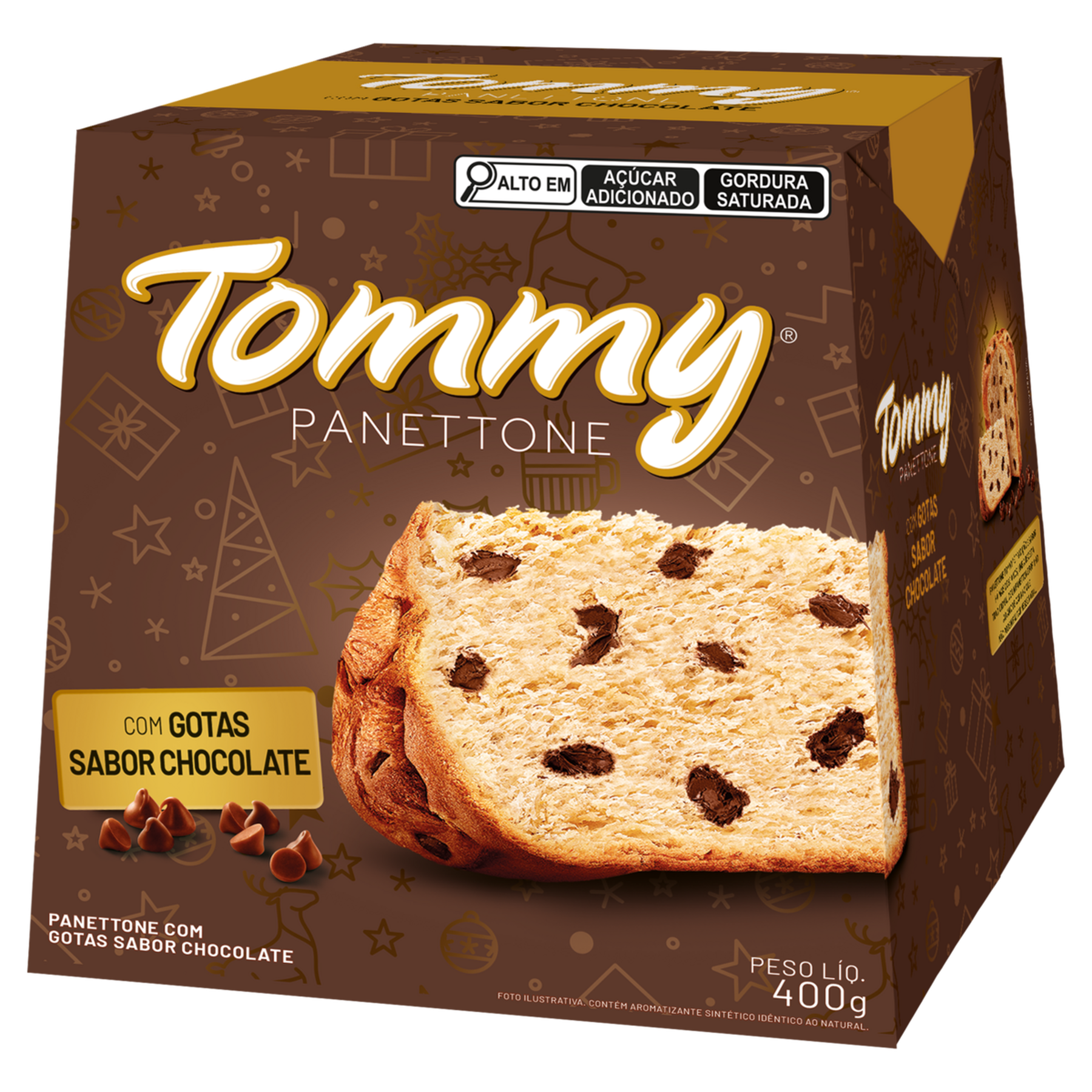 Panettone com Gotas de Chocolate Tommy Caixa 400g
