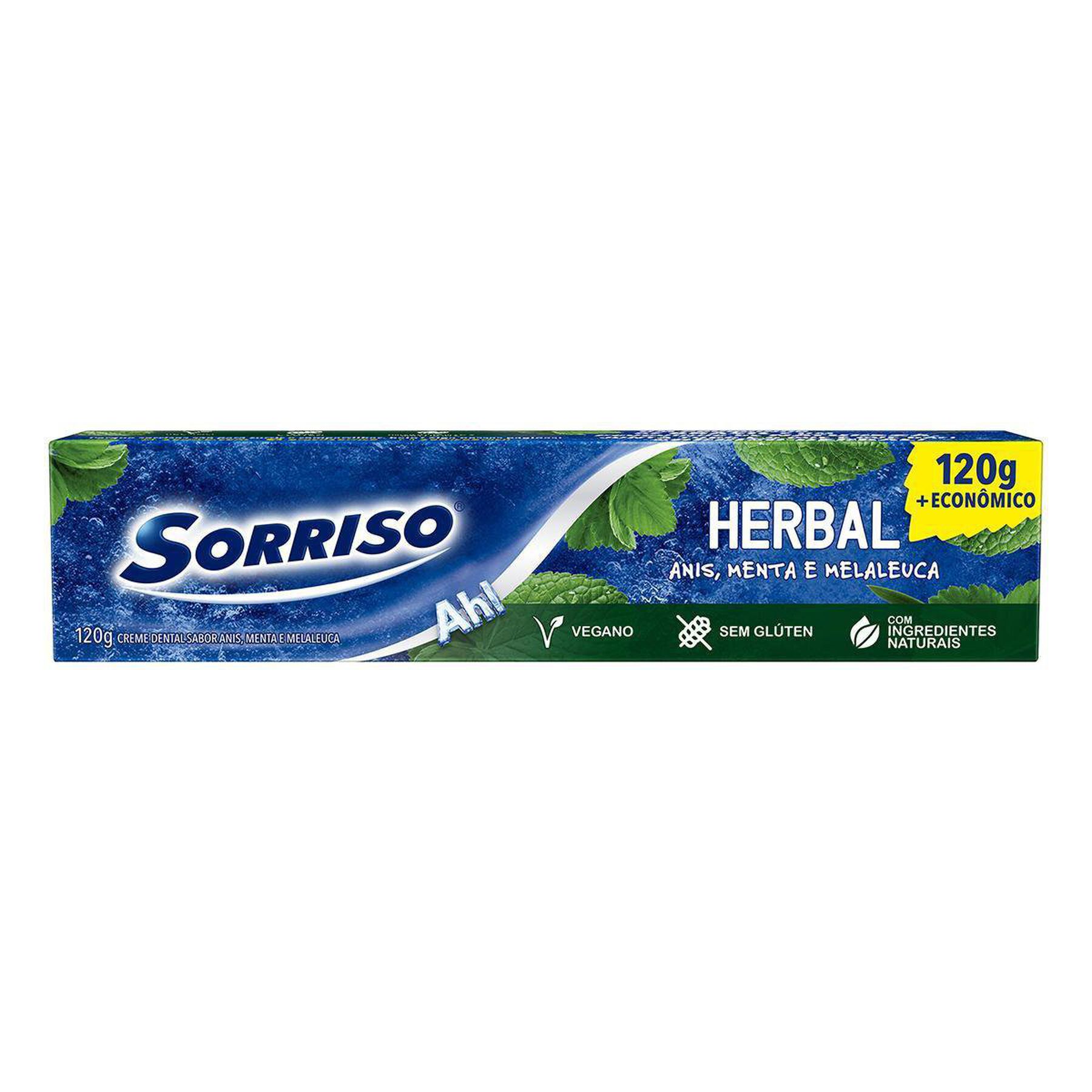 Creme Dental Anis, Menta e Melaleuca Herbal Sorriso Caixa 120g - Embalagem + Econômico