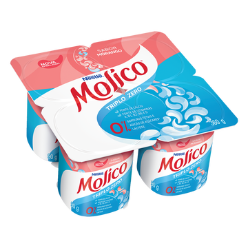 Iogurte Morango Zero Lactose Molico Nestlé Bandeja 360g C/4 Unidades