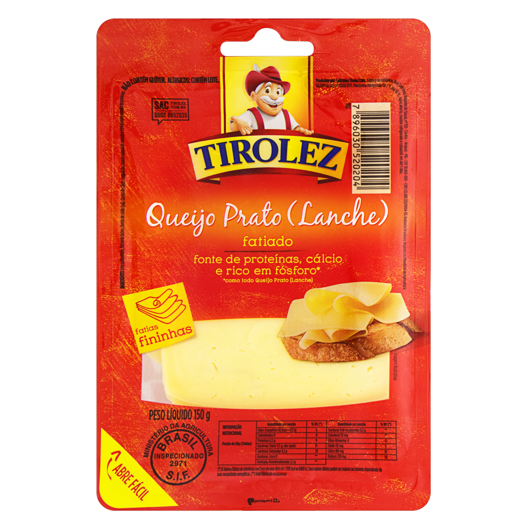 Queijo Prato Fatiado Tirolez 150g