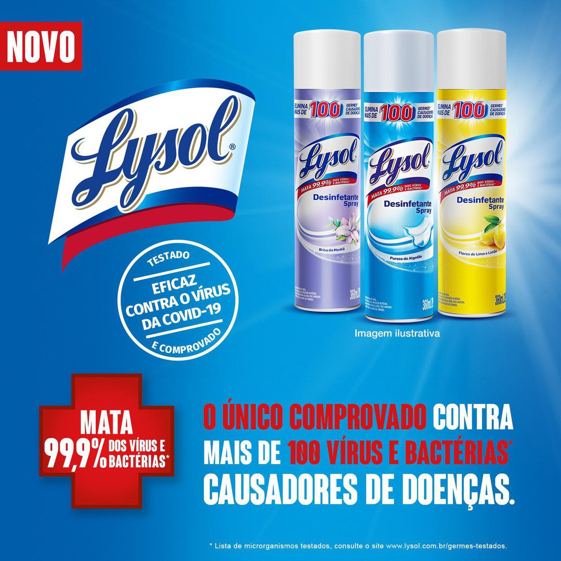 Desinfetante Uso Geral Spray Pureza do Algodão Lysol Frasco 360ml