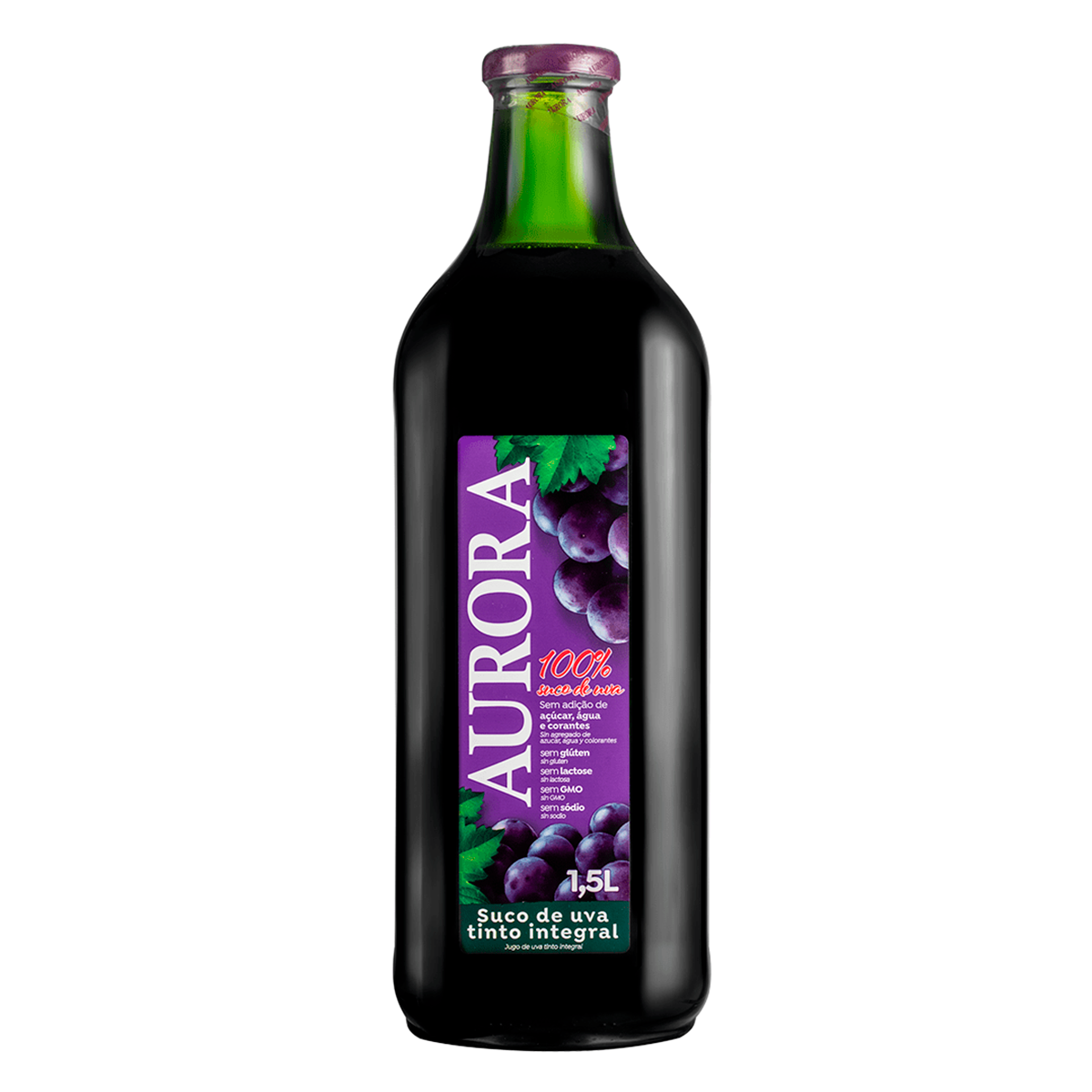 Suco Integral Uva Tinto Aurora Garrafa 1,5l&nbsp;
