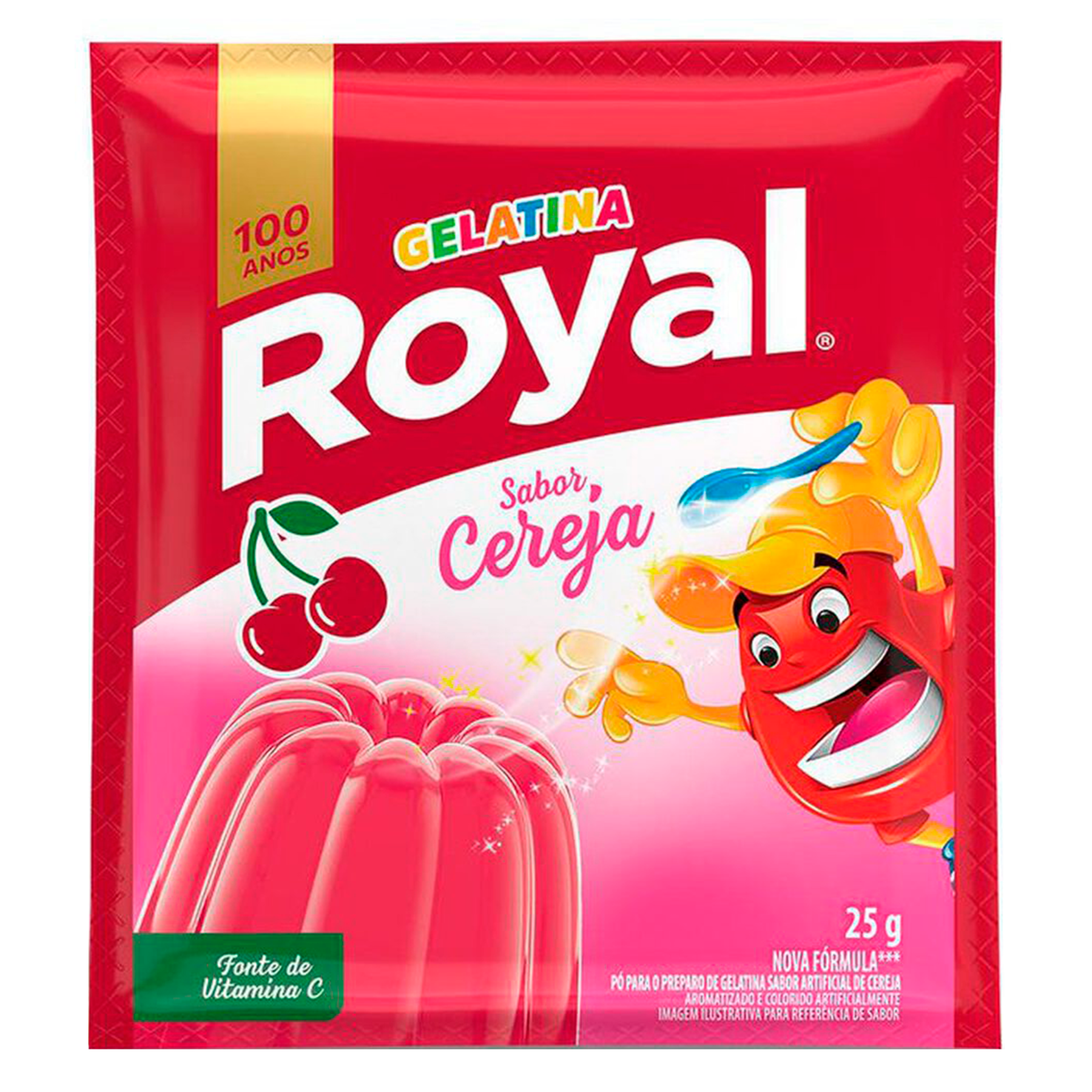 Gelatina em P&oacute; Cereja Royal Pacote 25g&nbsp;