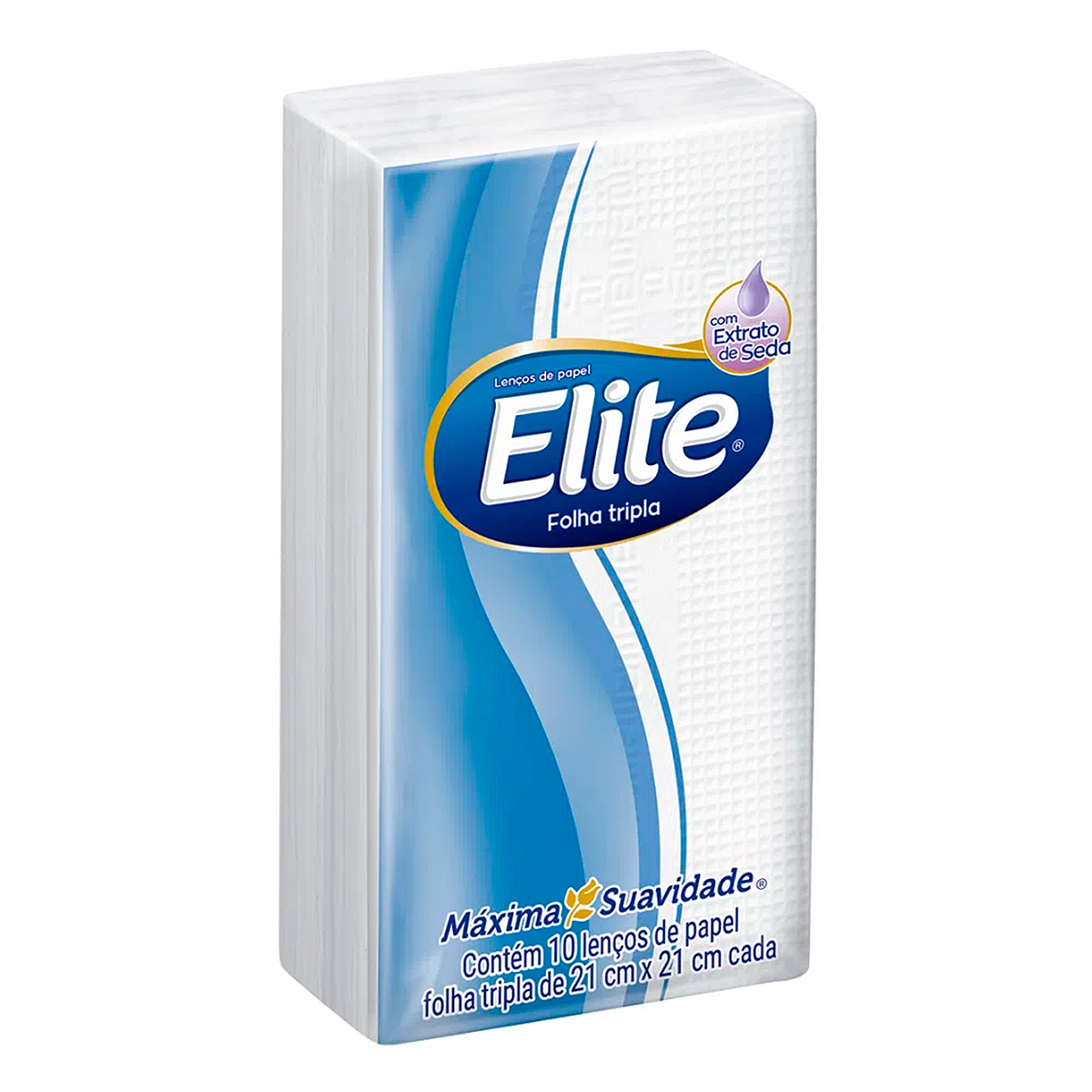 Len&ccedil;o de Papel Folha Tripla Elite 21x21cm C/10 Unidades