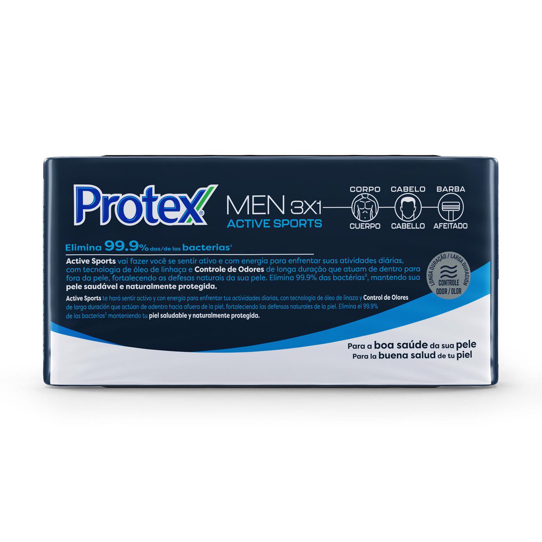 Sabonete Antibacteriano em Barra Men 3x1 Active Sports Protex Envoltório 510g C/6 Unidades - Embalagem Leve Mais Pague Menos