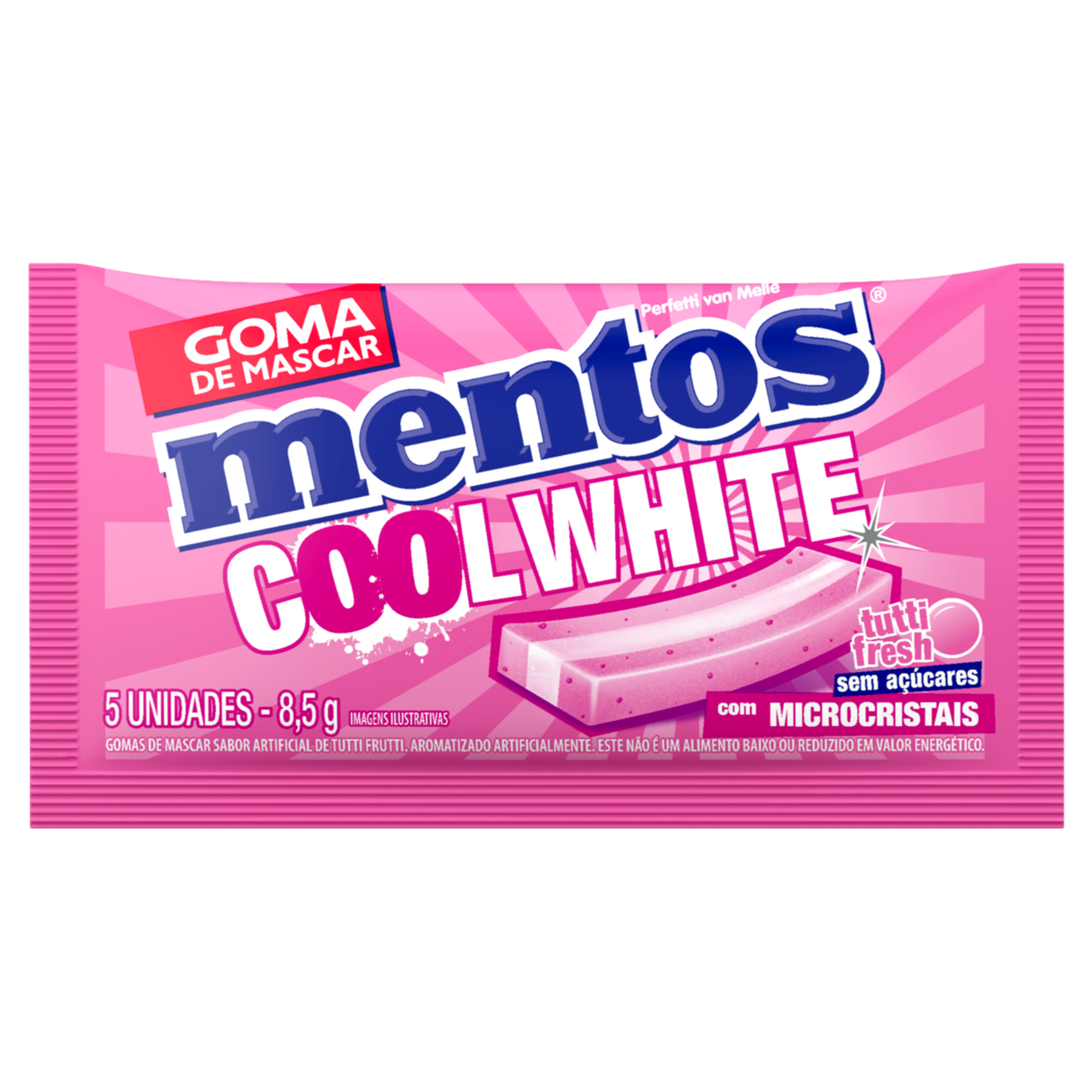 Goma de Mascar Tutti Fresh Sem A&ccedil;&uacute;car Cool White Mentos Envelope 8,5g
