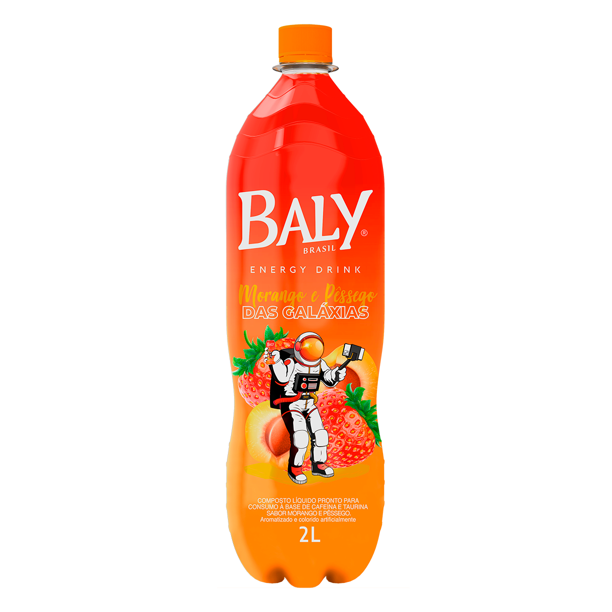 Energ&eacute;tico Morango e P&ecirc;ssego Baly Brasil Garrafa 2l