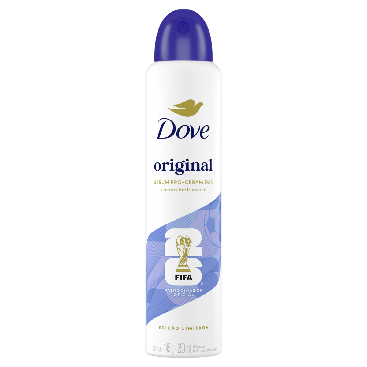 Antitranspirante Aerossol Original Dove 250ml Spray Edi&ccedil;&atilde;o Limitada FIFA 26