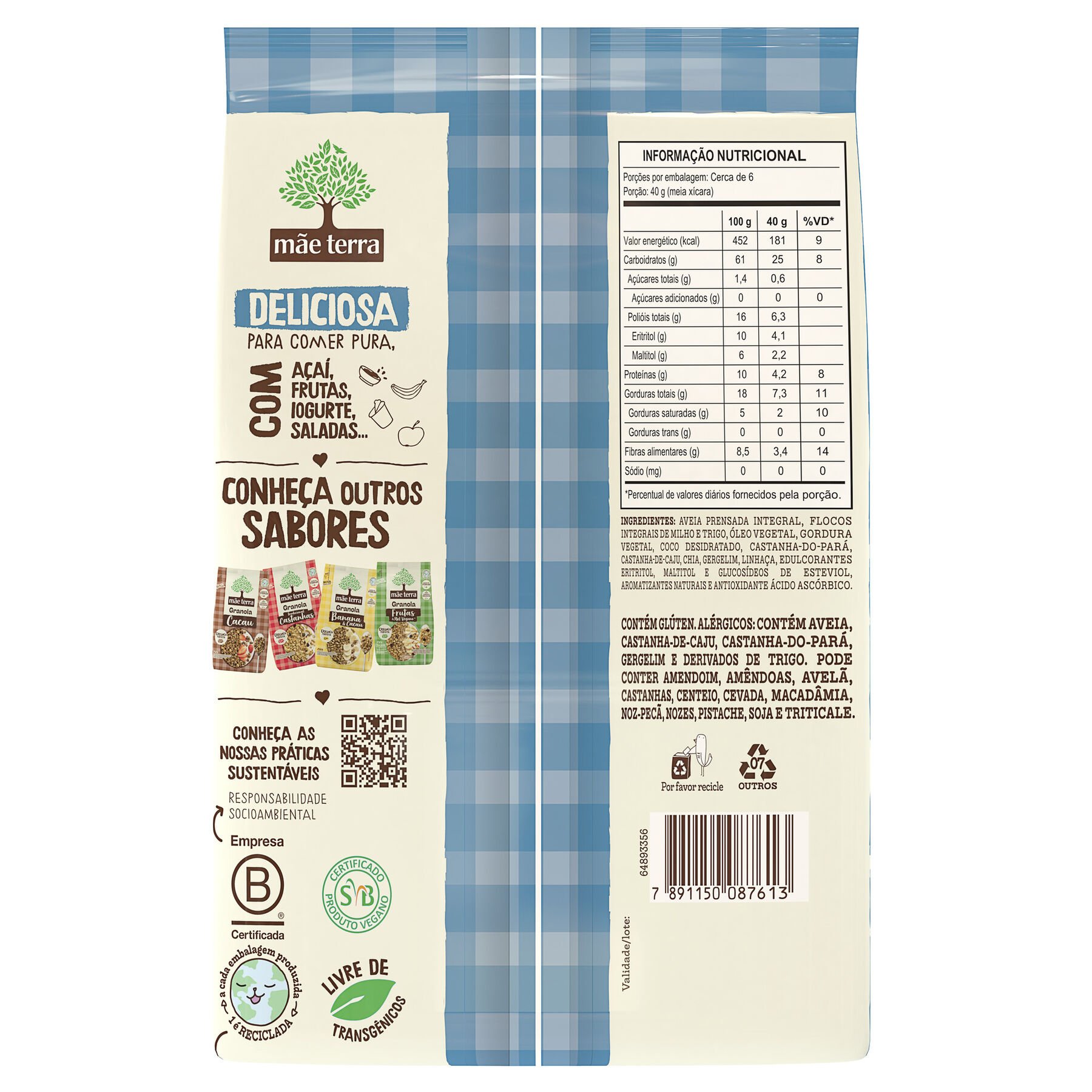 Granola Mãe Terra Tradicional Zero Açúcares 250g