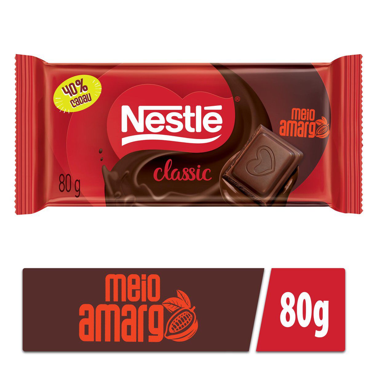 Chocolate Nestl&eacute; Classic Meio Amargo Tablete 80g