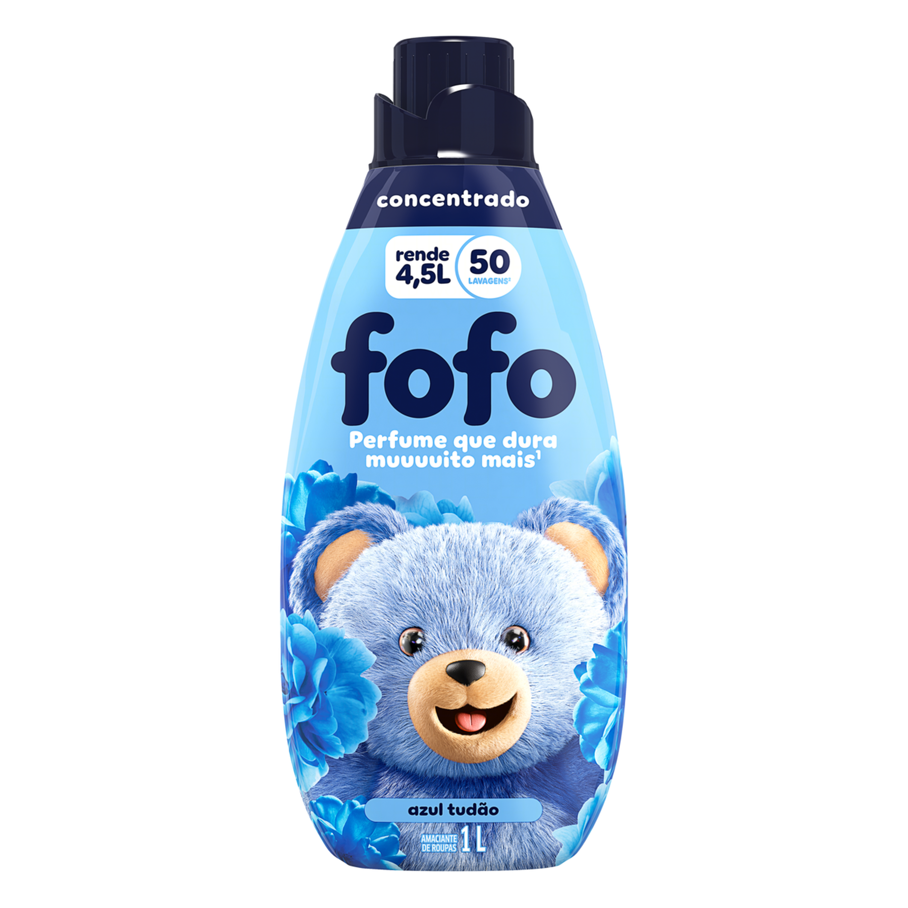 Amaciante de Roupa Concentrado Azul Tud&atilde;o Fofo Frasco 1l