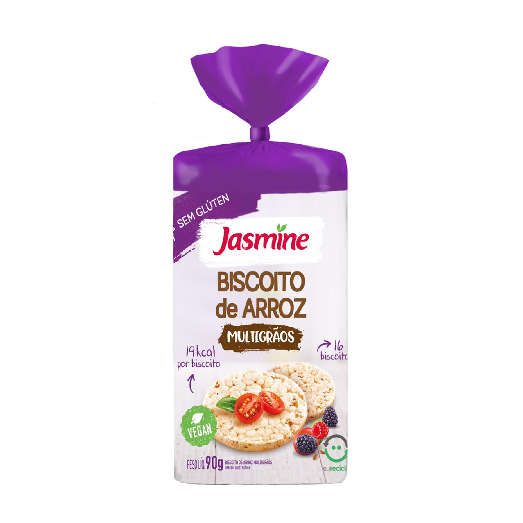 Biscoito Arroz Sem Gl&uacute;ten Jasmine Multigr&atilde;os 90g