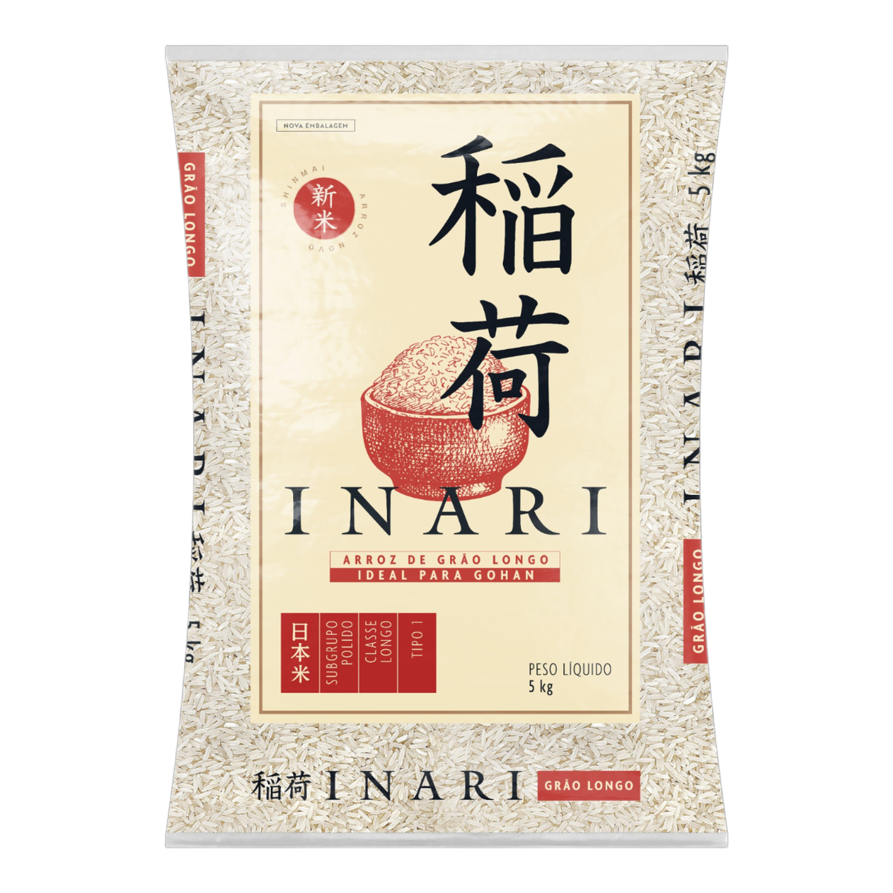 Arroz Oriental Inari Gr&atilde;o Longo Tipo 1 Solito Pacote 5kg