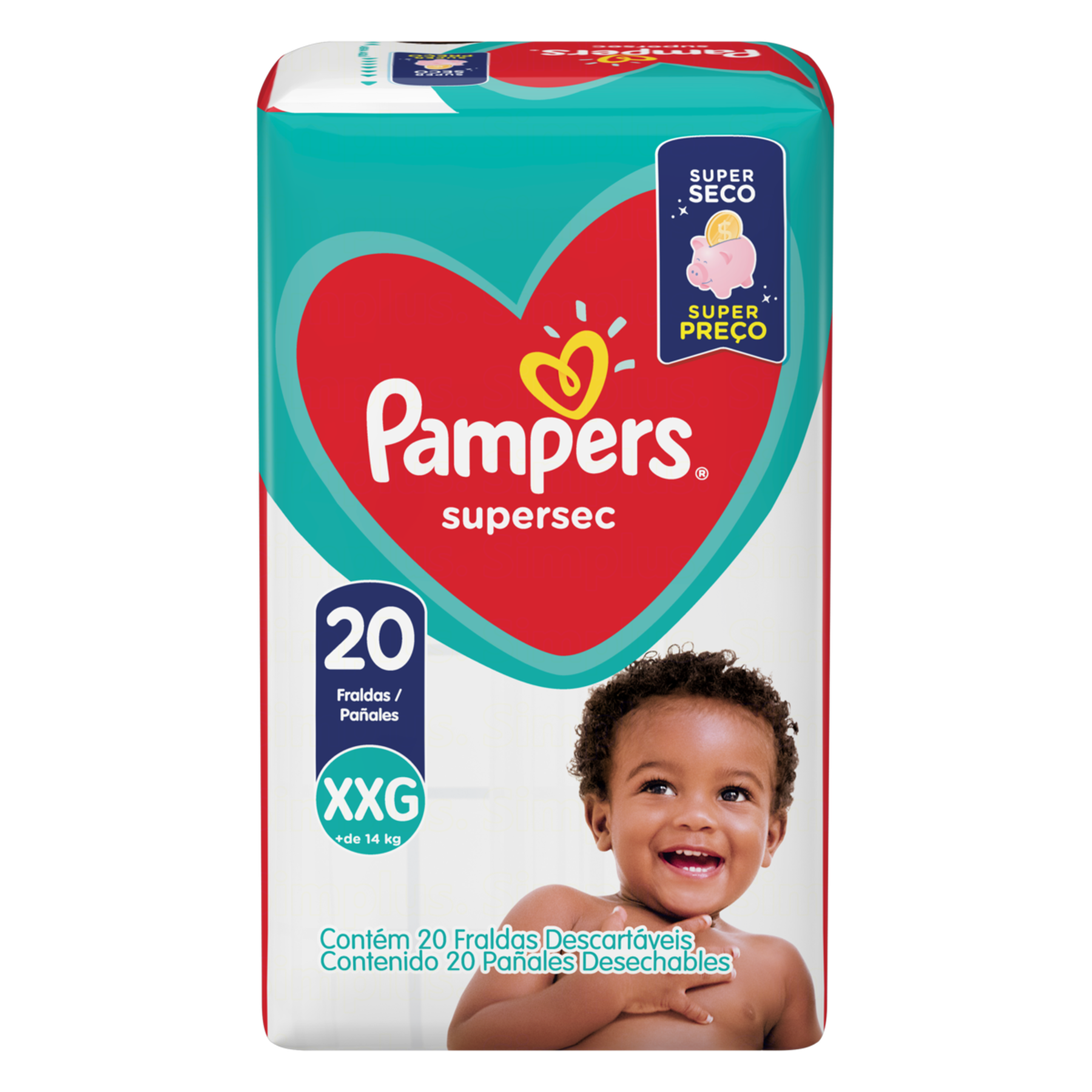 Fralda Descart&aacute;vel Infantil Pampers Supersec XXG Pacote 20 Unidades