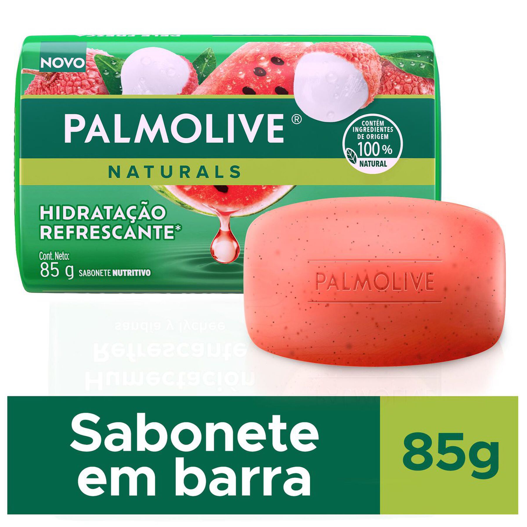 Sabonete em Barra Hidratação Refrescante Melancia e Lichia Palmolive Naturals Envoltório 85g