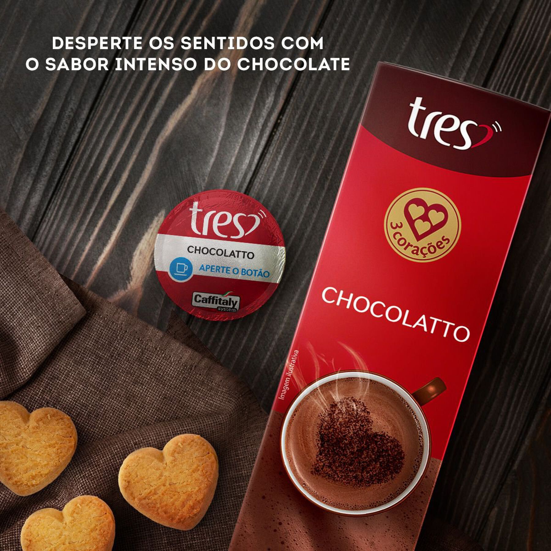 Chocolate Quente em Cápsula Chocolatto Classic Tres Caixa 110g 10 Unidades