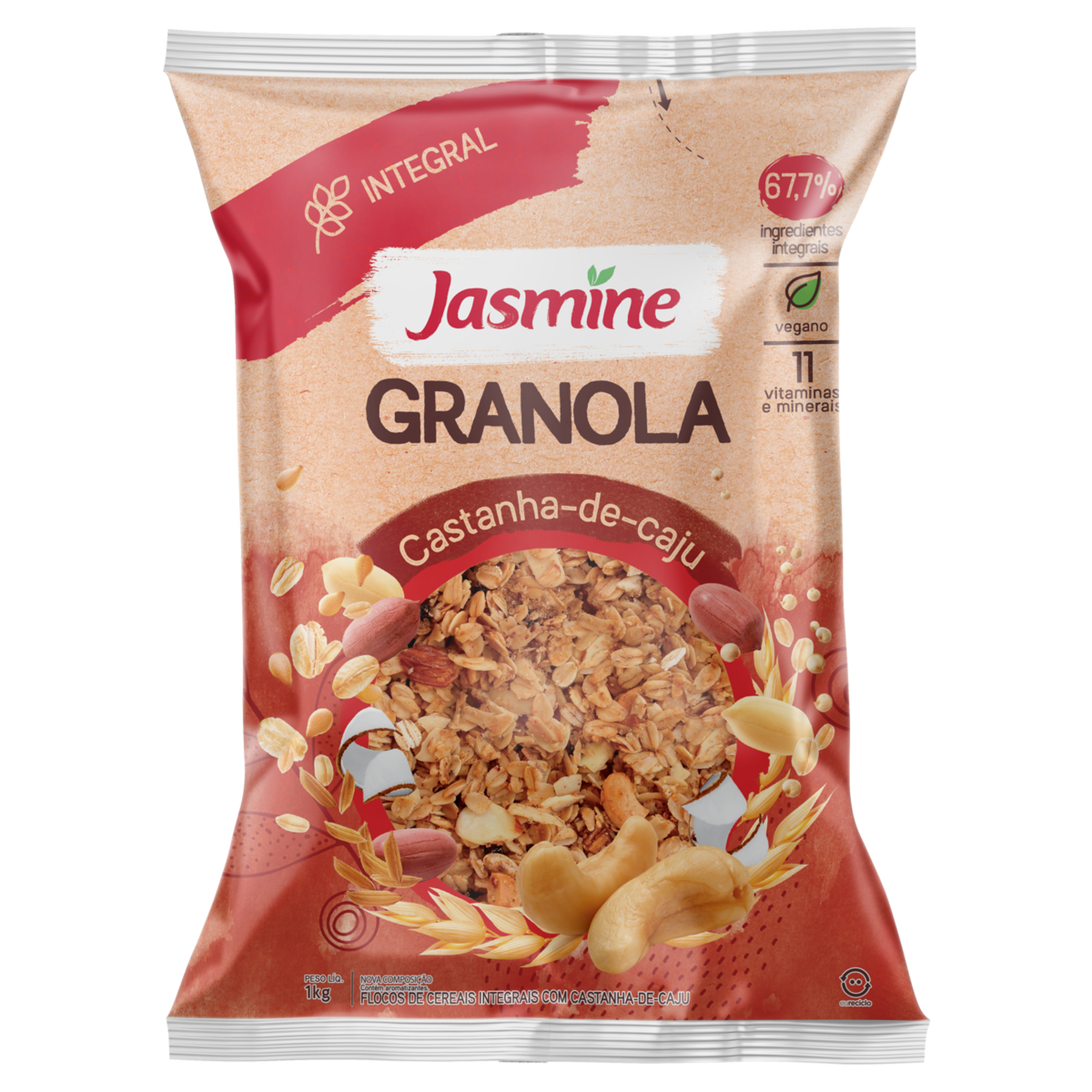 Granola Integral Castanha-de-Caju Jasmine Pacote 1kg