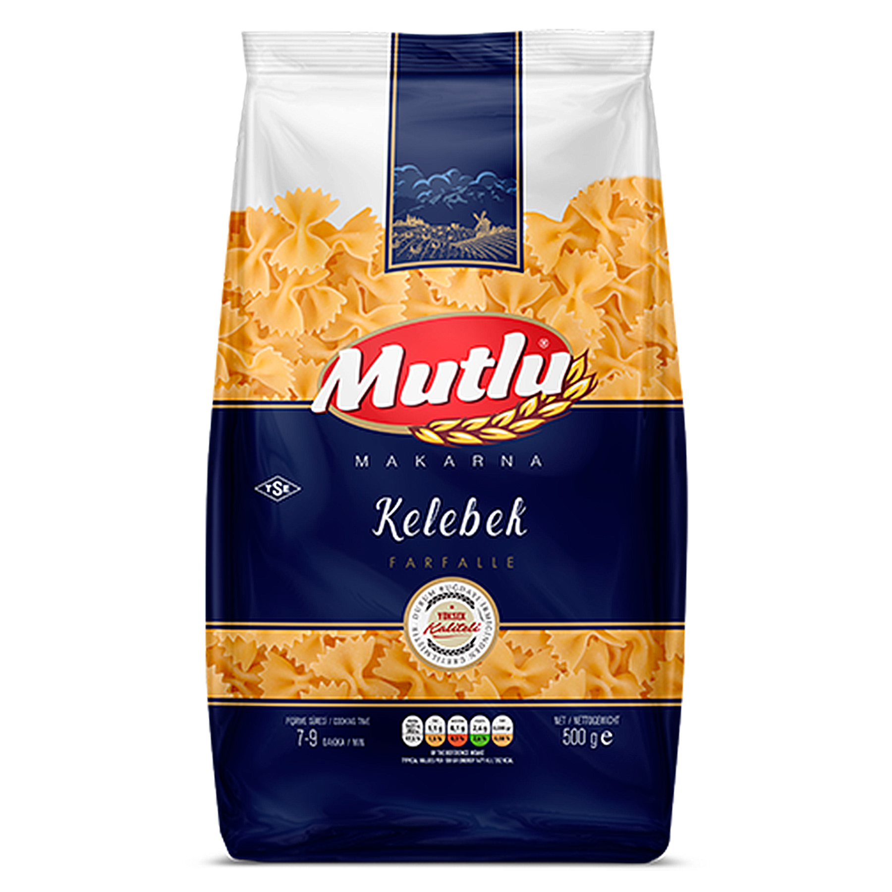 Macarrão Grano Duro Farfalle Mutlu Pacote 500g