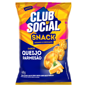 Snack Assado Crocante Queijo Parmesão Club Social Pacote 68g