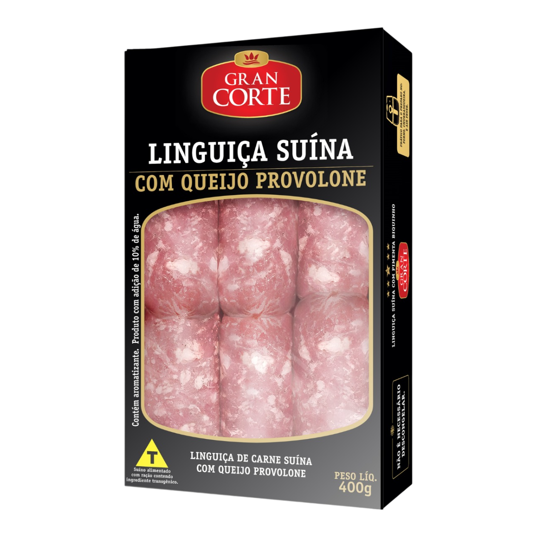 Linguica Su&iacute;na com Queijo Provolone Gran Corte Pacote 400g