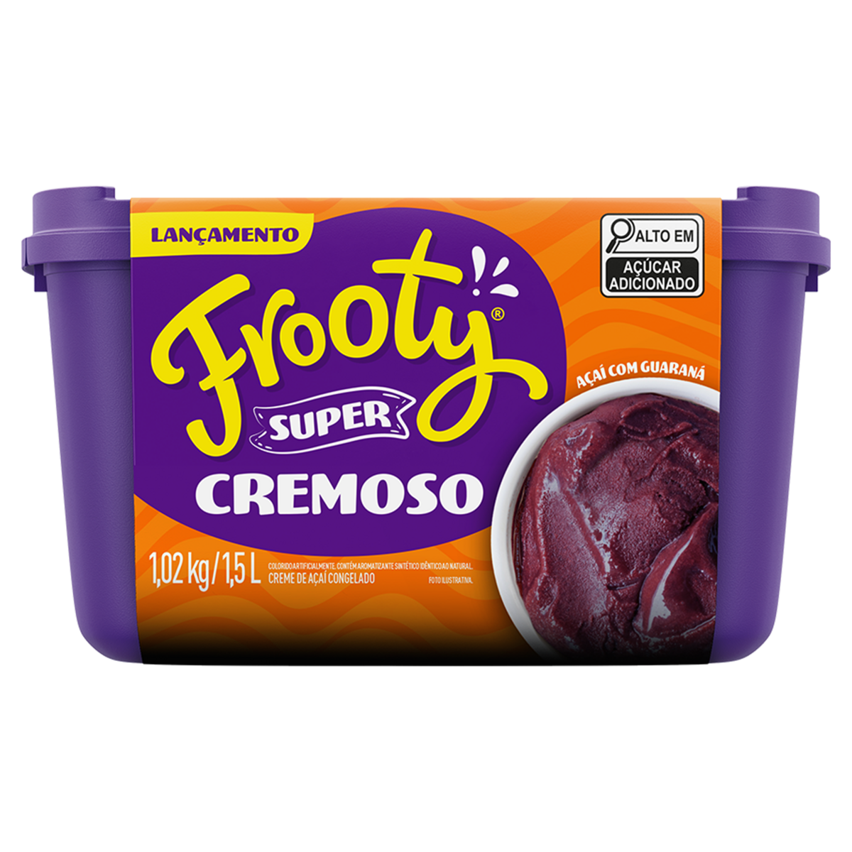 Creme de A&ccedil;a&iacute; com Guaran&aacute; Frooty Super Cremoso Pote 1,5l