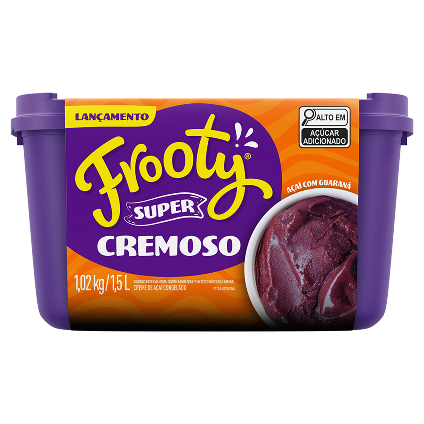 Creme de Açaí com Guaraná Frooty Super Cremoso Pote 1,5l