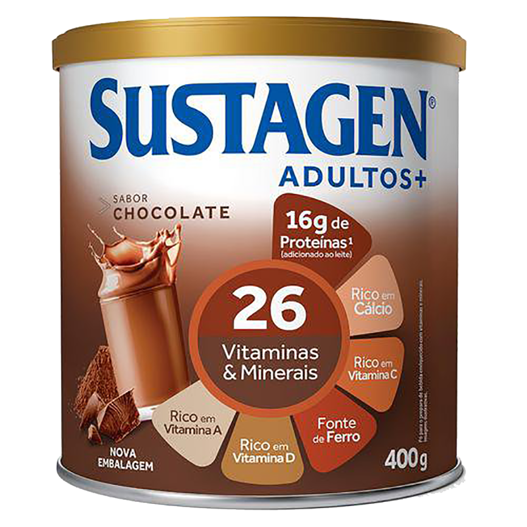 Complemento Alimentar Chocolate Sustagen Adultos+ Lata 400g
