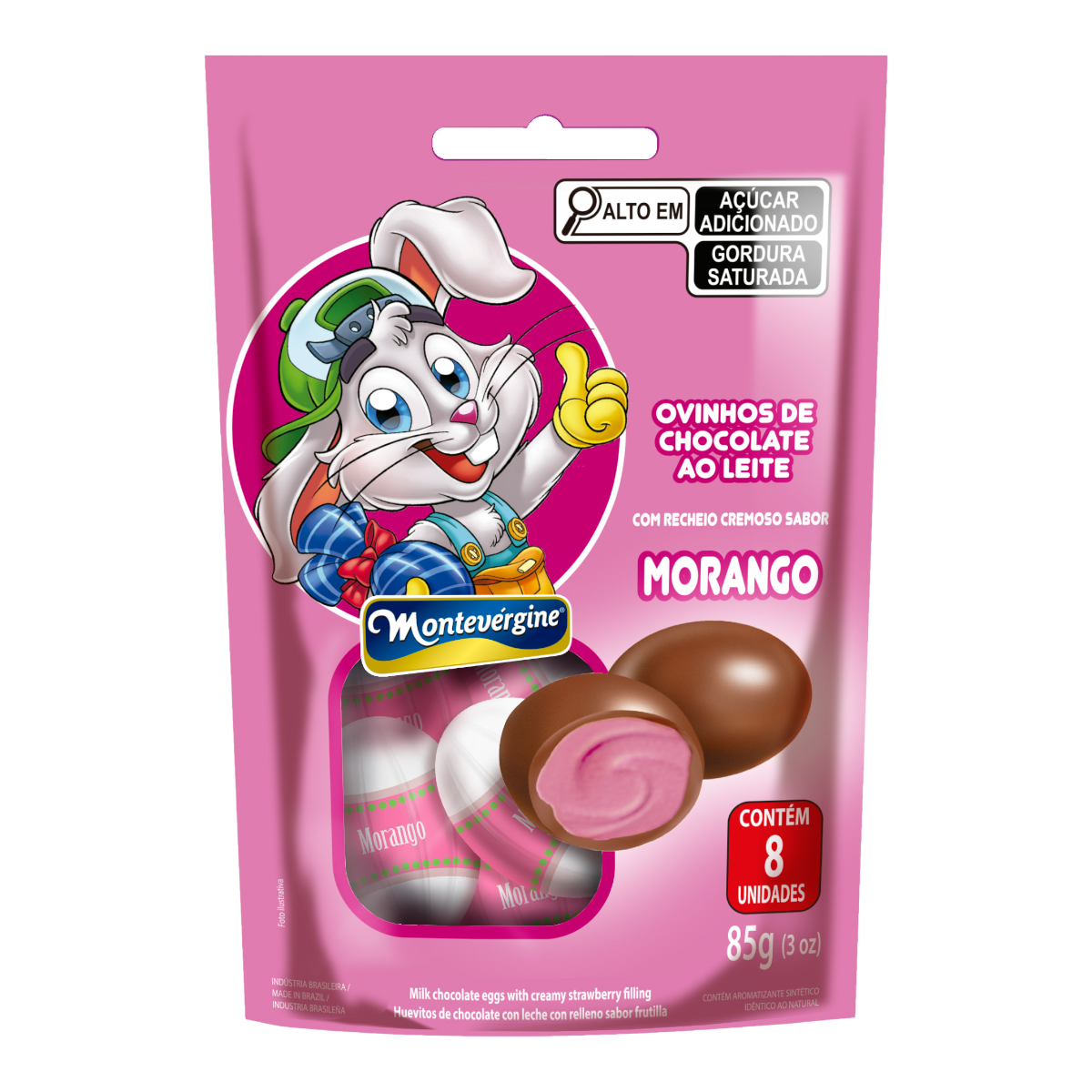 Ovinhos de Chocolate ao Leite Morango Montev&eacute;rgine 85g