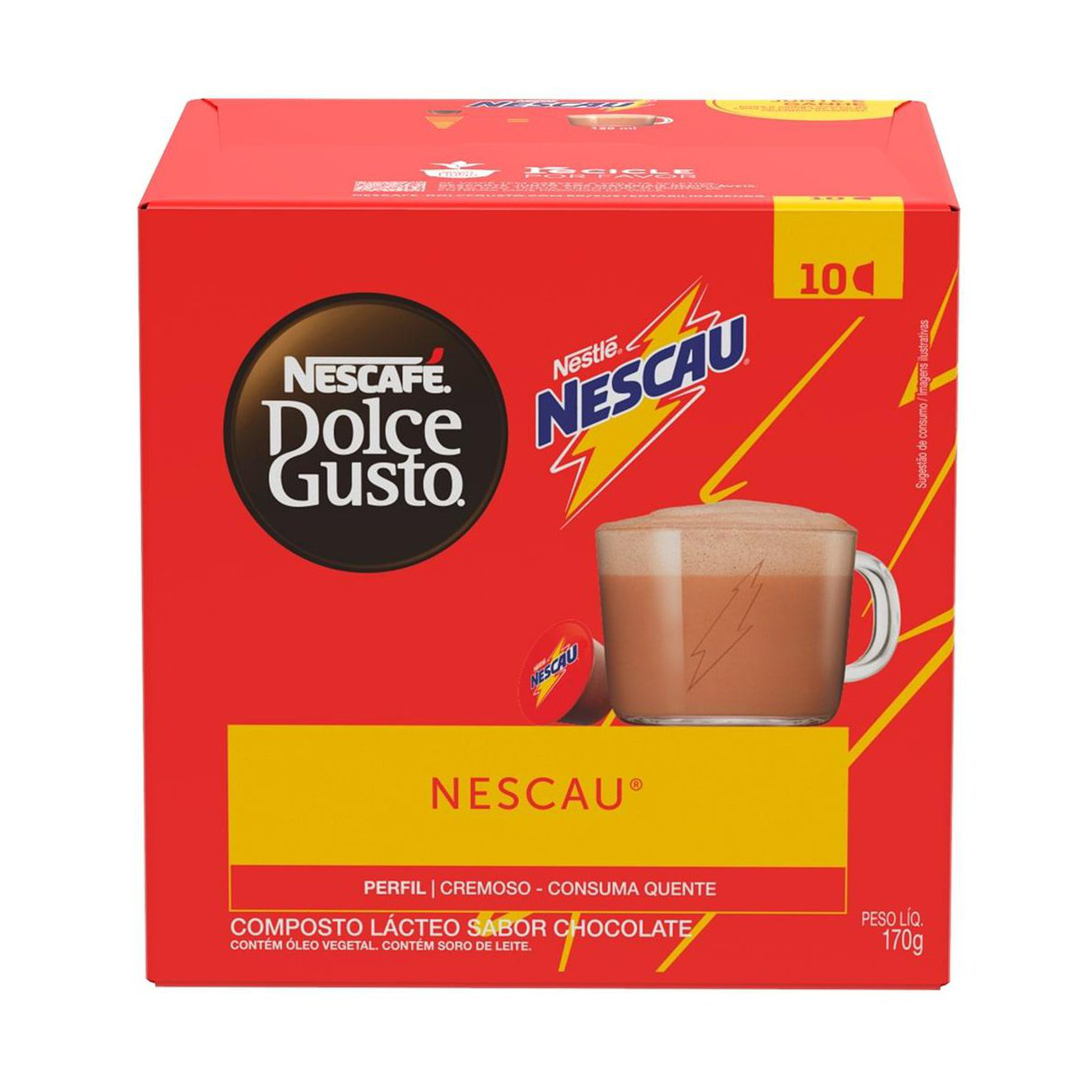 Composto L&aacute;cteo em C&aacute;psula Nescau Nescaf&eacute; Dolce Gusto Caixa C/10 Unidades