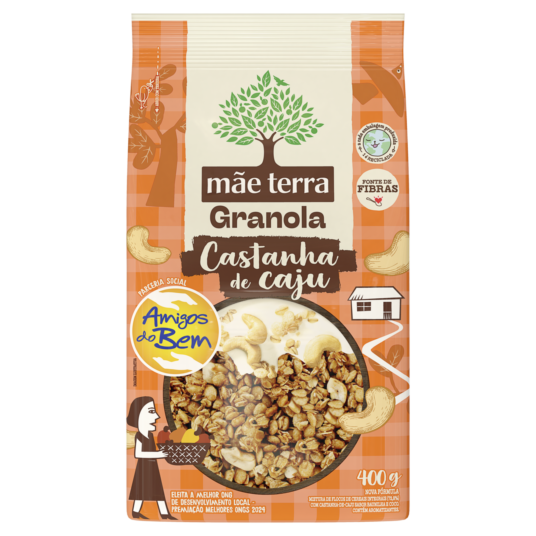 Granola Integral Castanha de Caju M&atilde;e Terra Pacote 400g