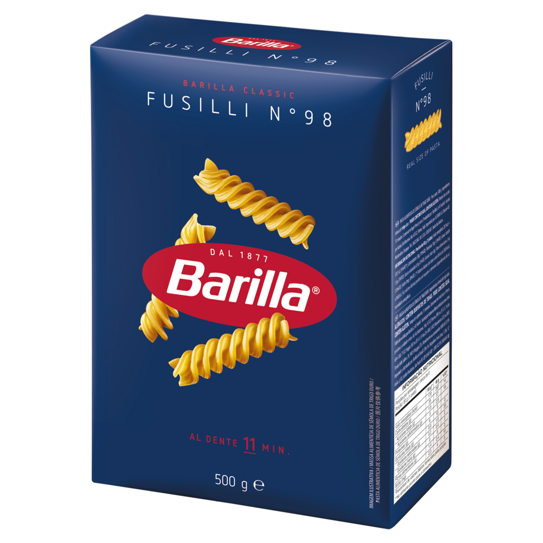 Macarrão de Sêmola de Trigo Duro Fusilli 98 Barilla Classic Caixa 500g